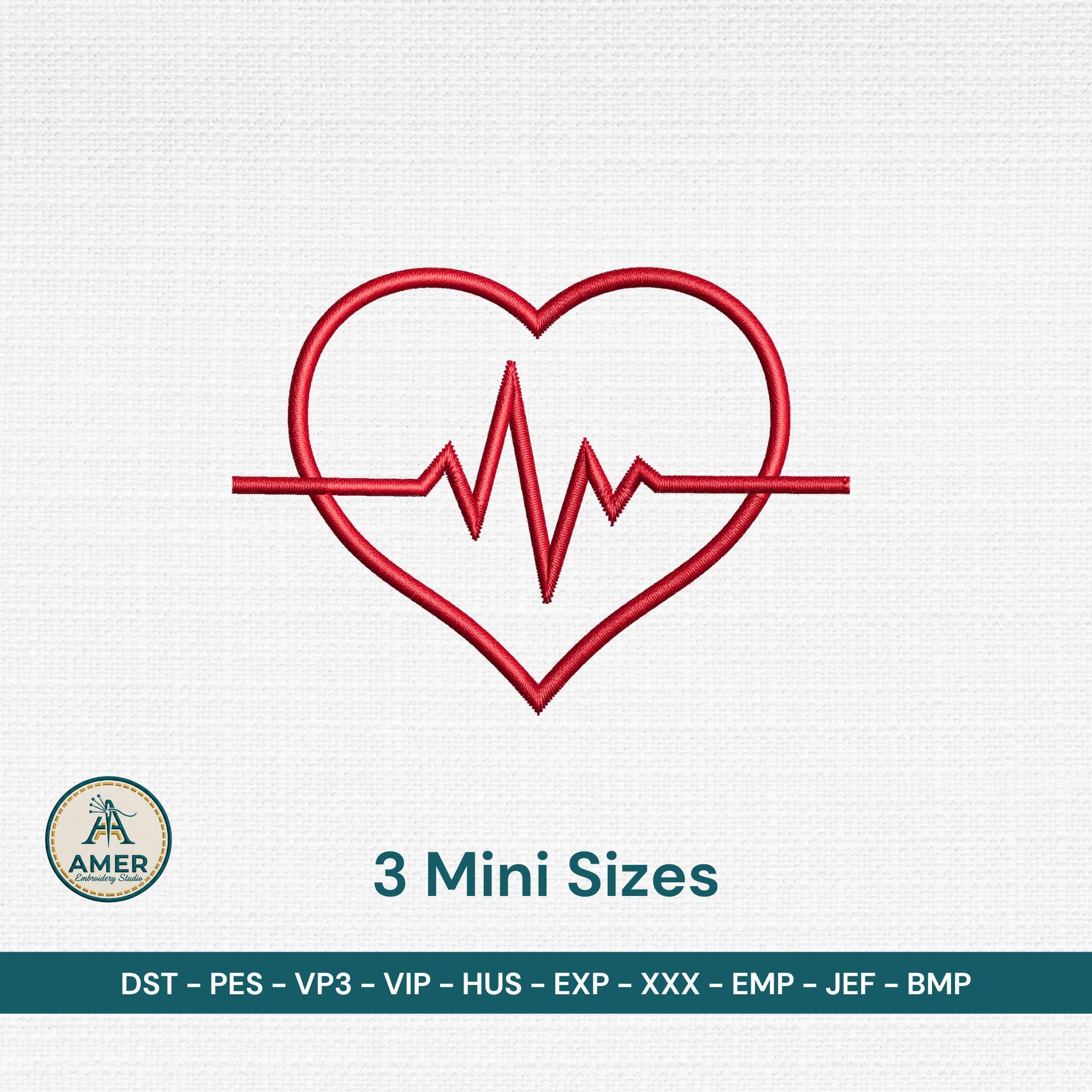 size chart for Ekg Heartbeat Nurse Machine Embroidery Design