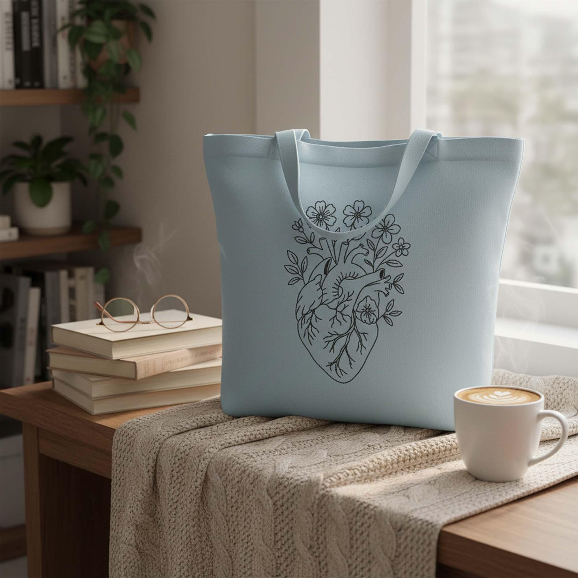 Floral Anatomical Heart Machine Embroidery Design mockup preview 7