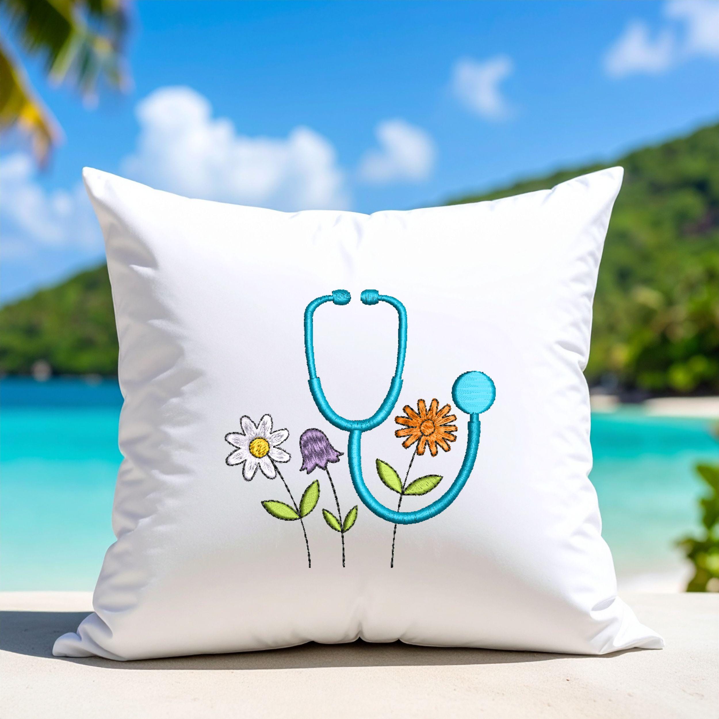 Floral Stethoscope Machine Embroidery Design mockup preview 7