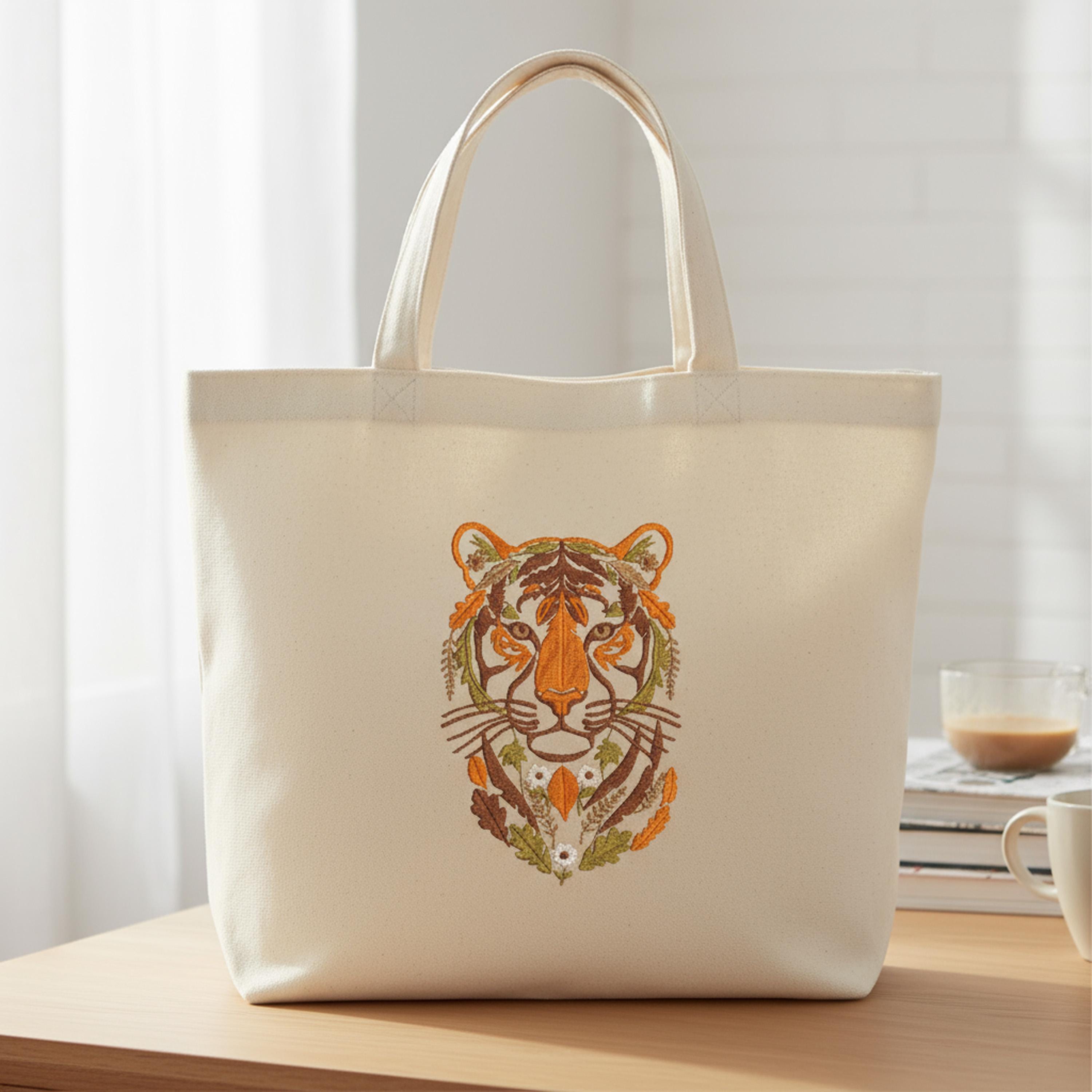 Floral Tiger Head Machine Embroidery Design mockup preview 3