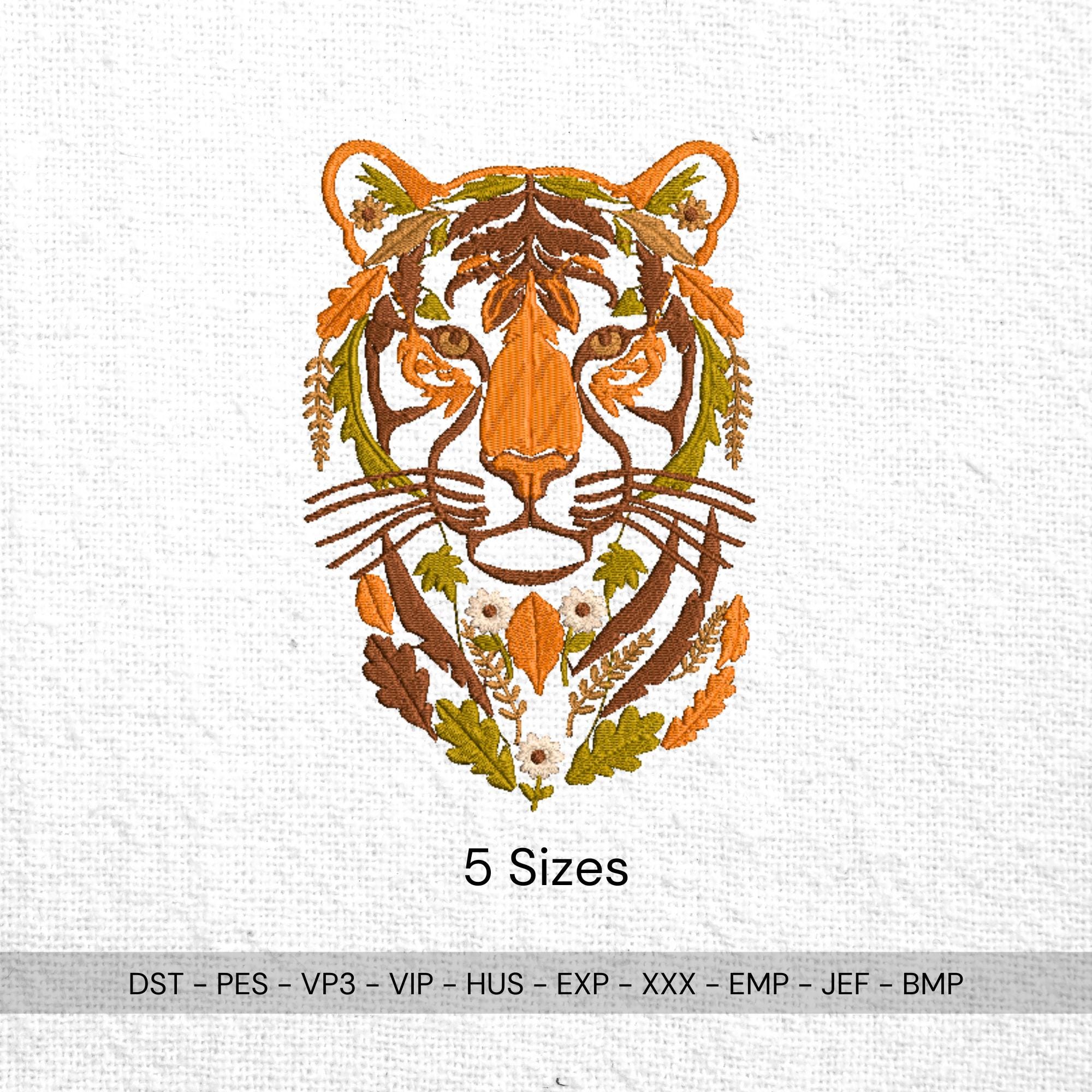 size chart for Floral Tiger Head Machine Embroidery Design