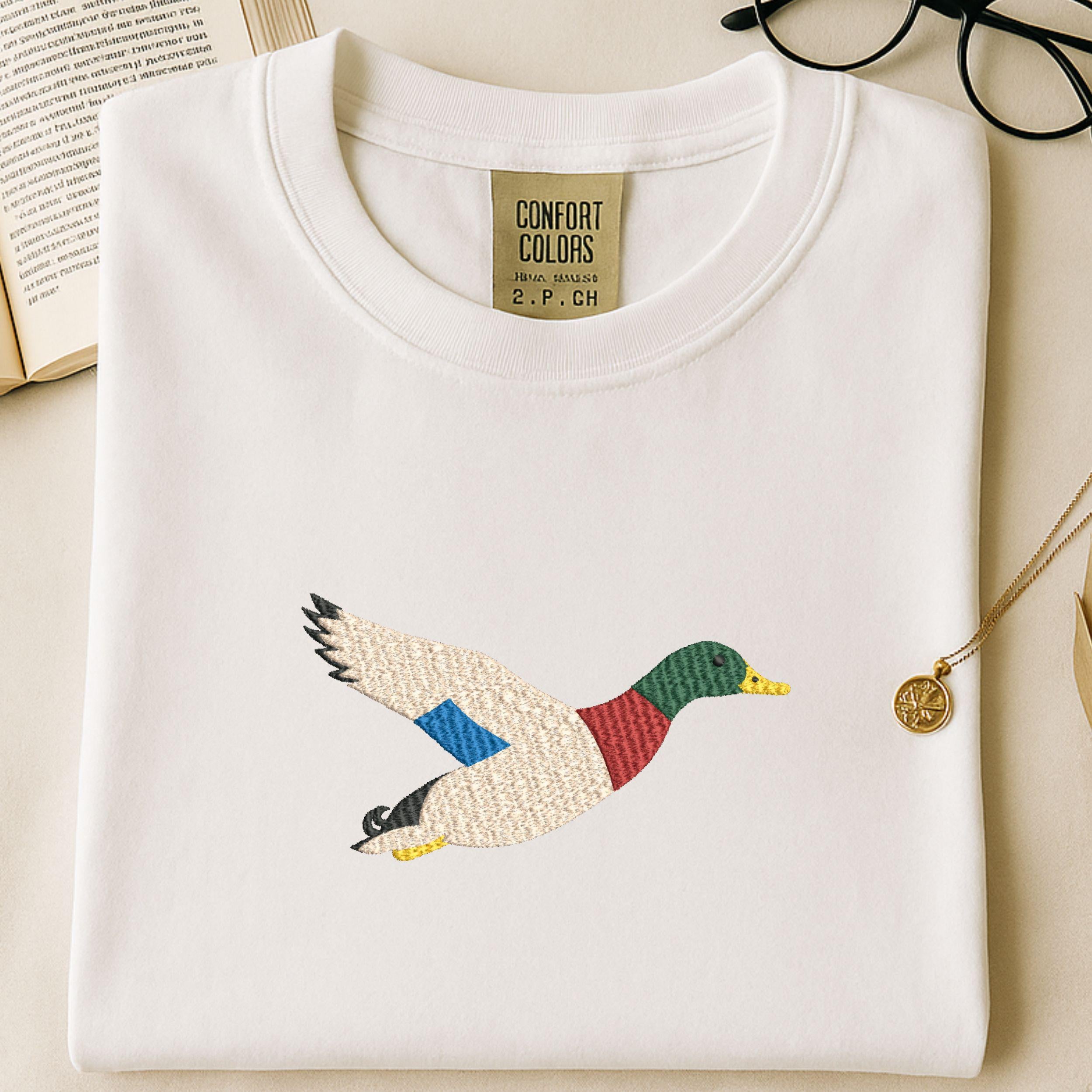 Flying Mallard Duck Machine Embroidery Design mockup preview 3