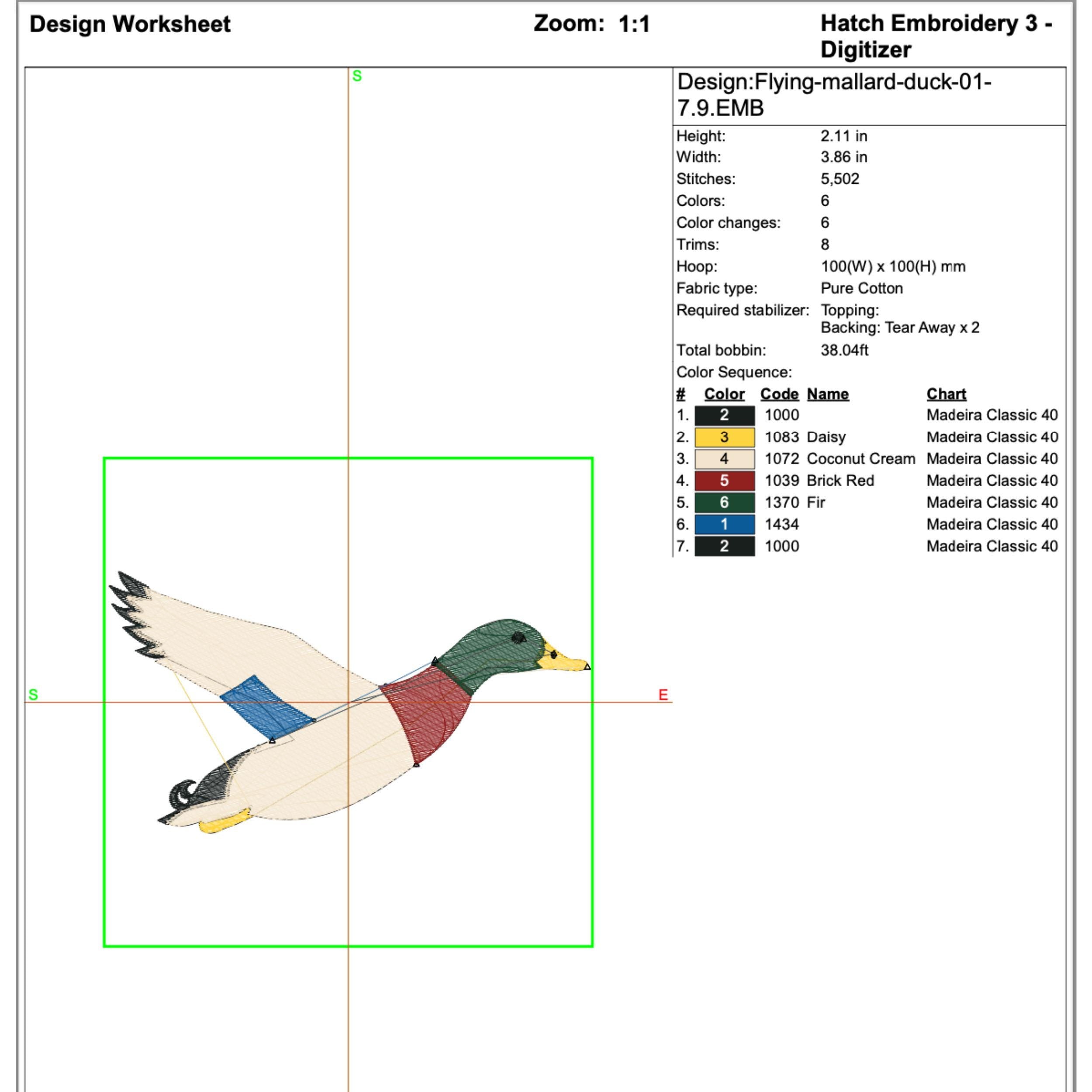 Flying Mallard Duck Machine Embroidery Design mockup preview 8