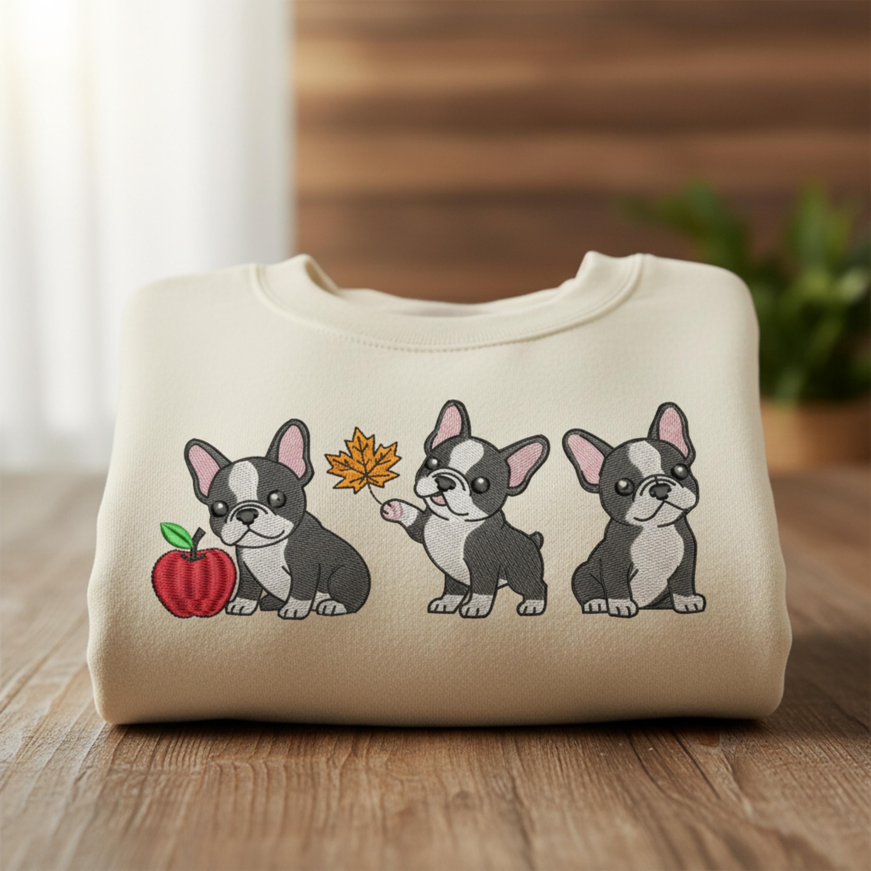 French Bulldog Fall Machine Embroidery Design main preview