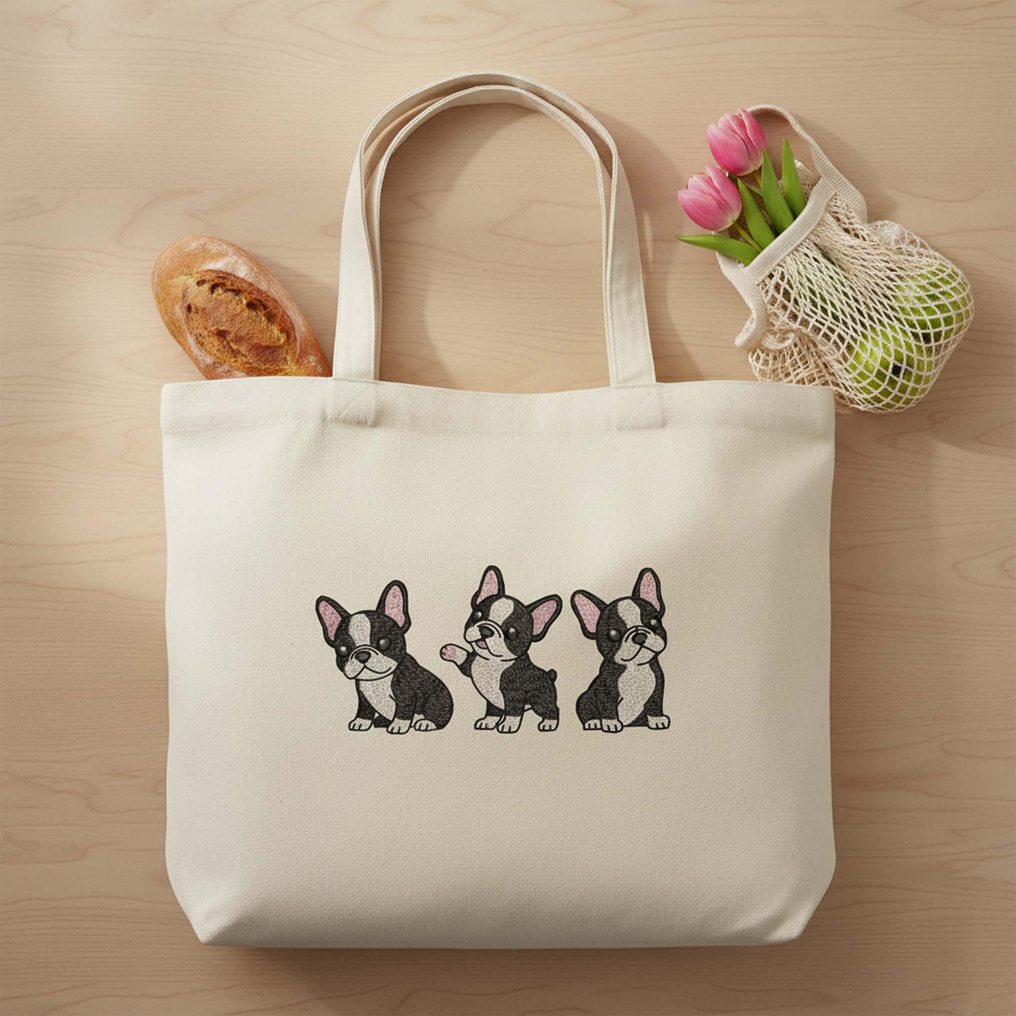 French Bulldog Trio Machine Embroidery Design mockup preview 8