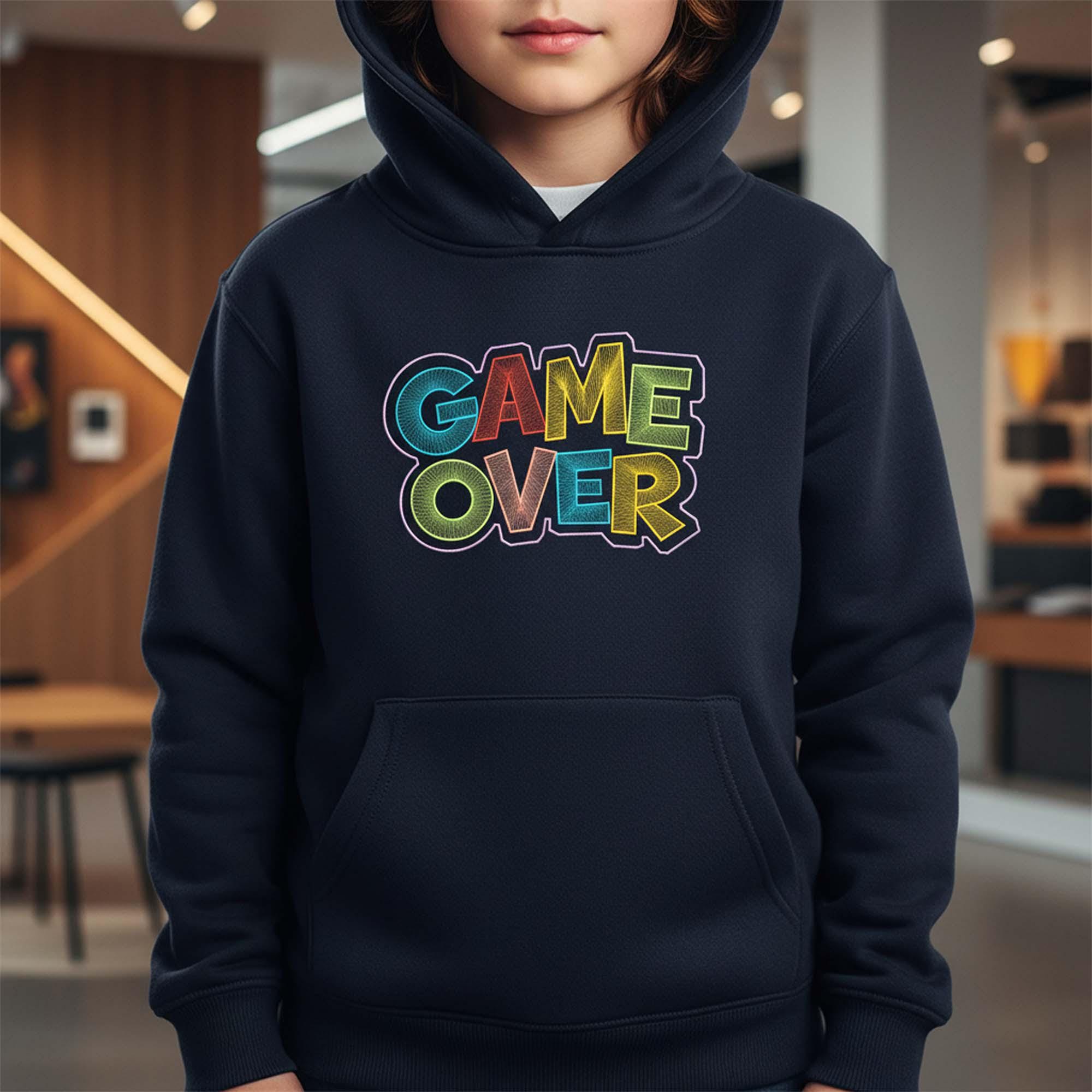 close-up preview of Game Over Gamer Machine Embroidery Design