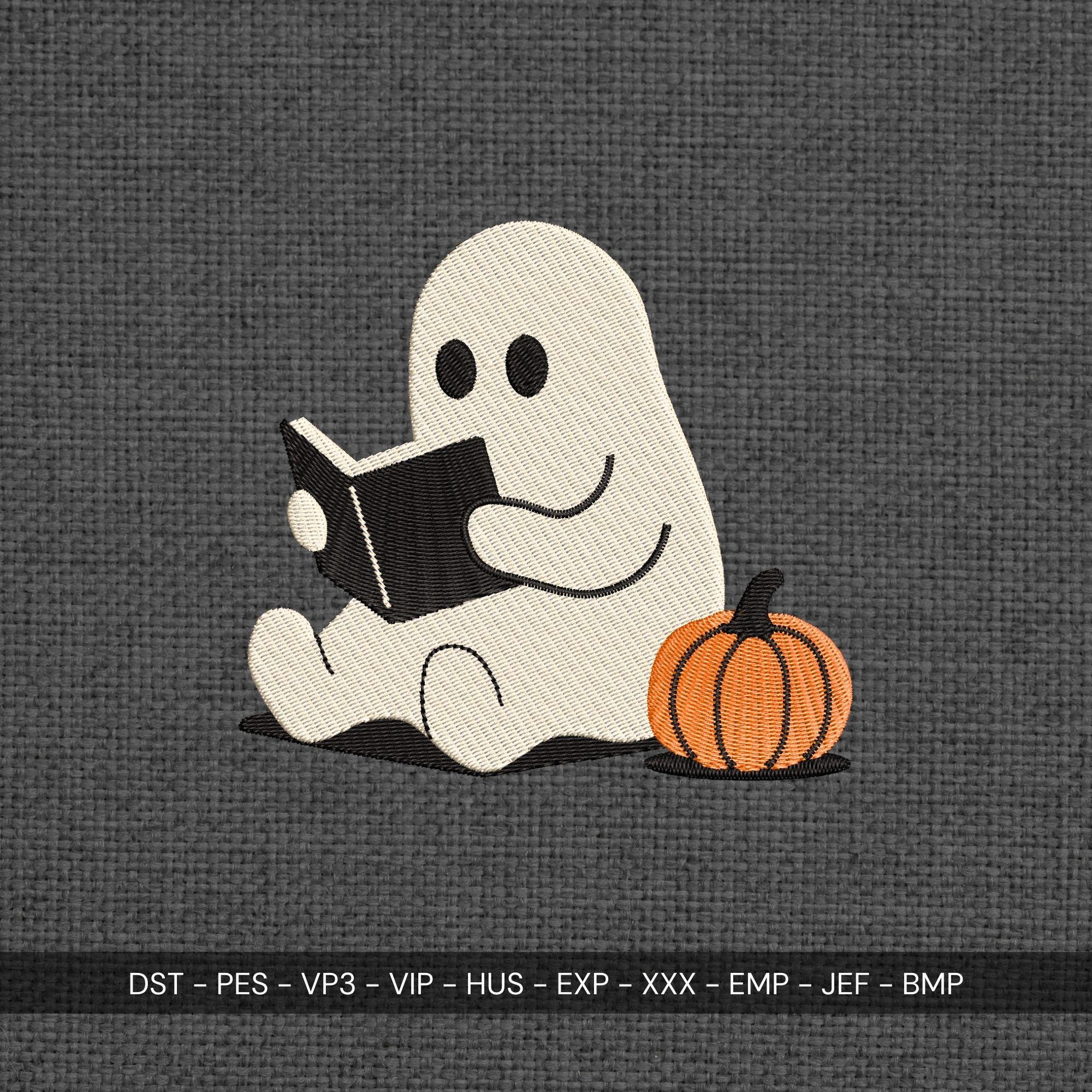 Ghost Reading With Pumpkin Embroidery main preview