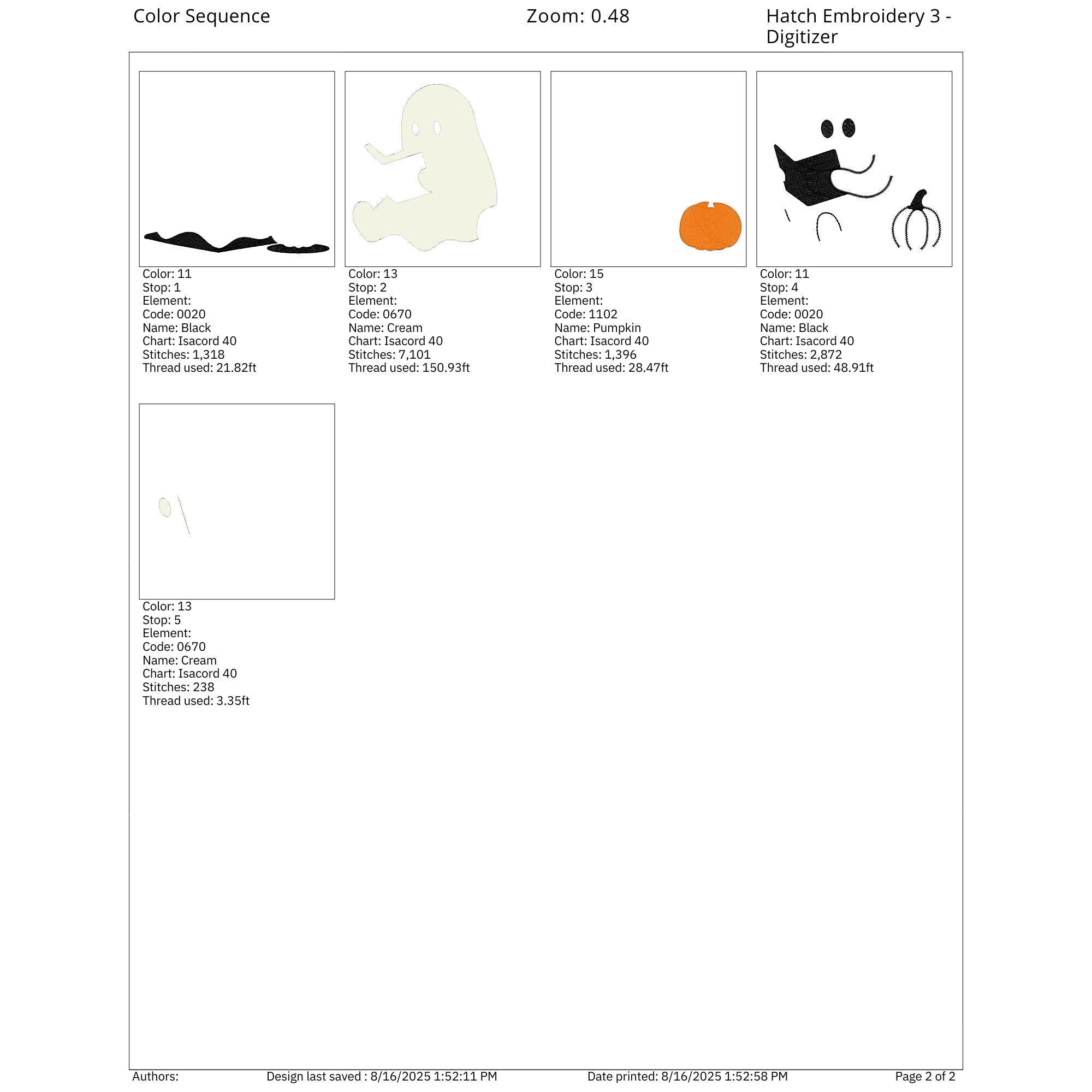 Ghost Reading With Pumpkin Embroidery worksheet