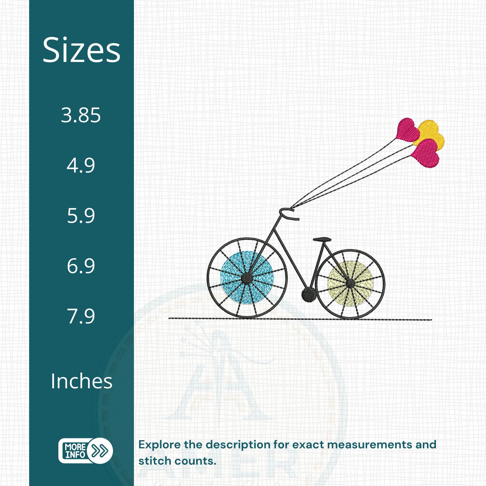Heart Balloon Bicycle Machine Embroidery Design mockup preview 2