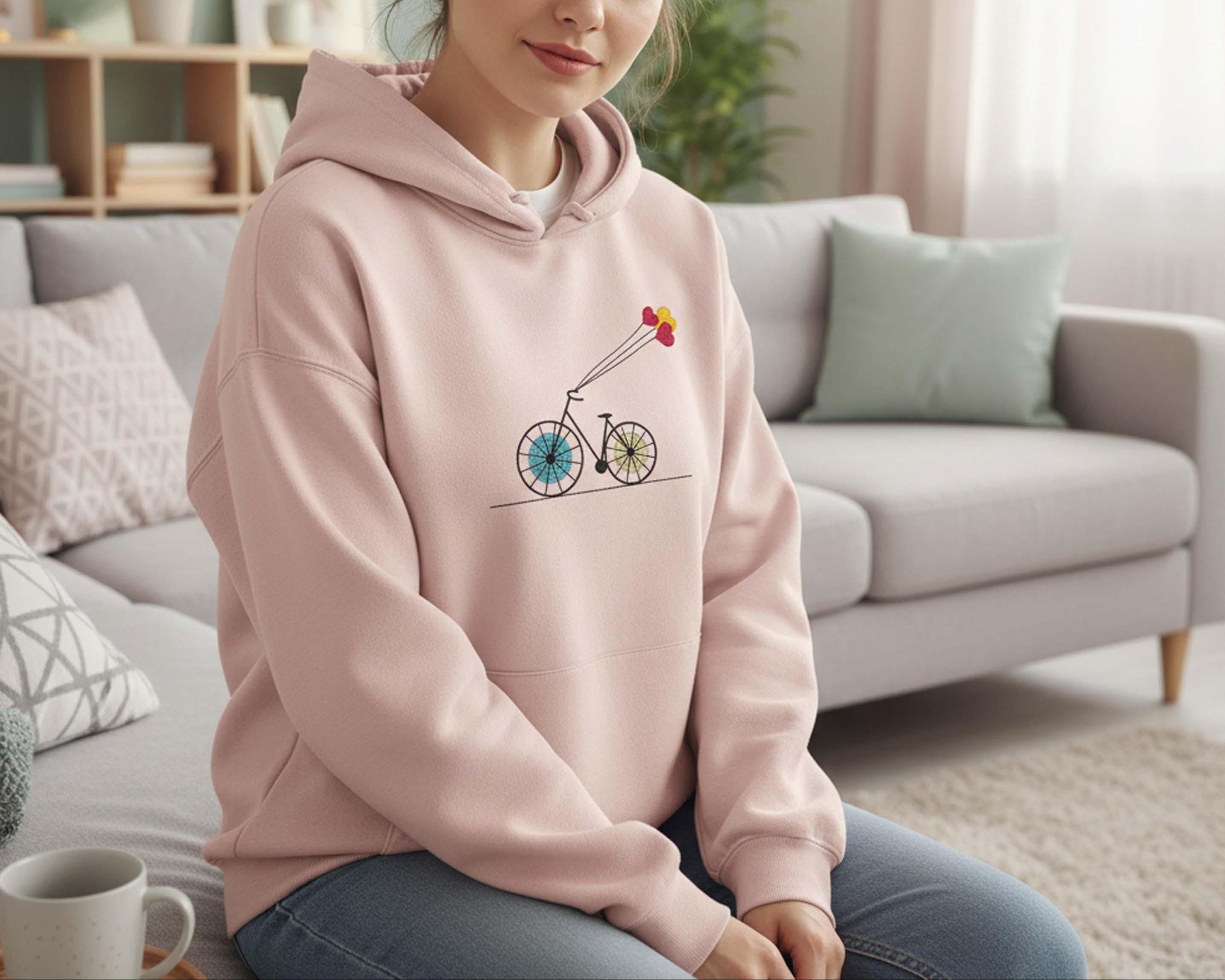 Heart Balloon Bicycle Machine Embroidery Design mockup preview 3