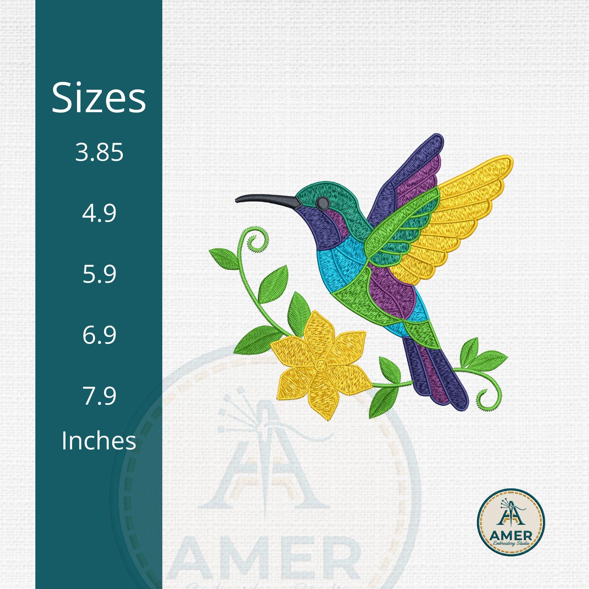 Hummingbird With Flower Embroidery mockup preview 3