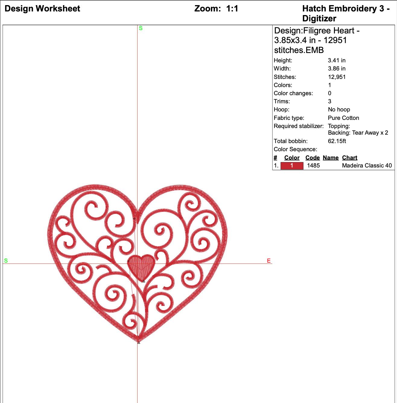 Filigree Heart Swirl Embroidery Design, Valentine Machine Embroidery - Image 8