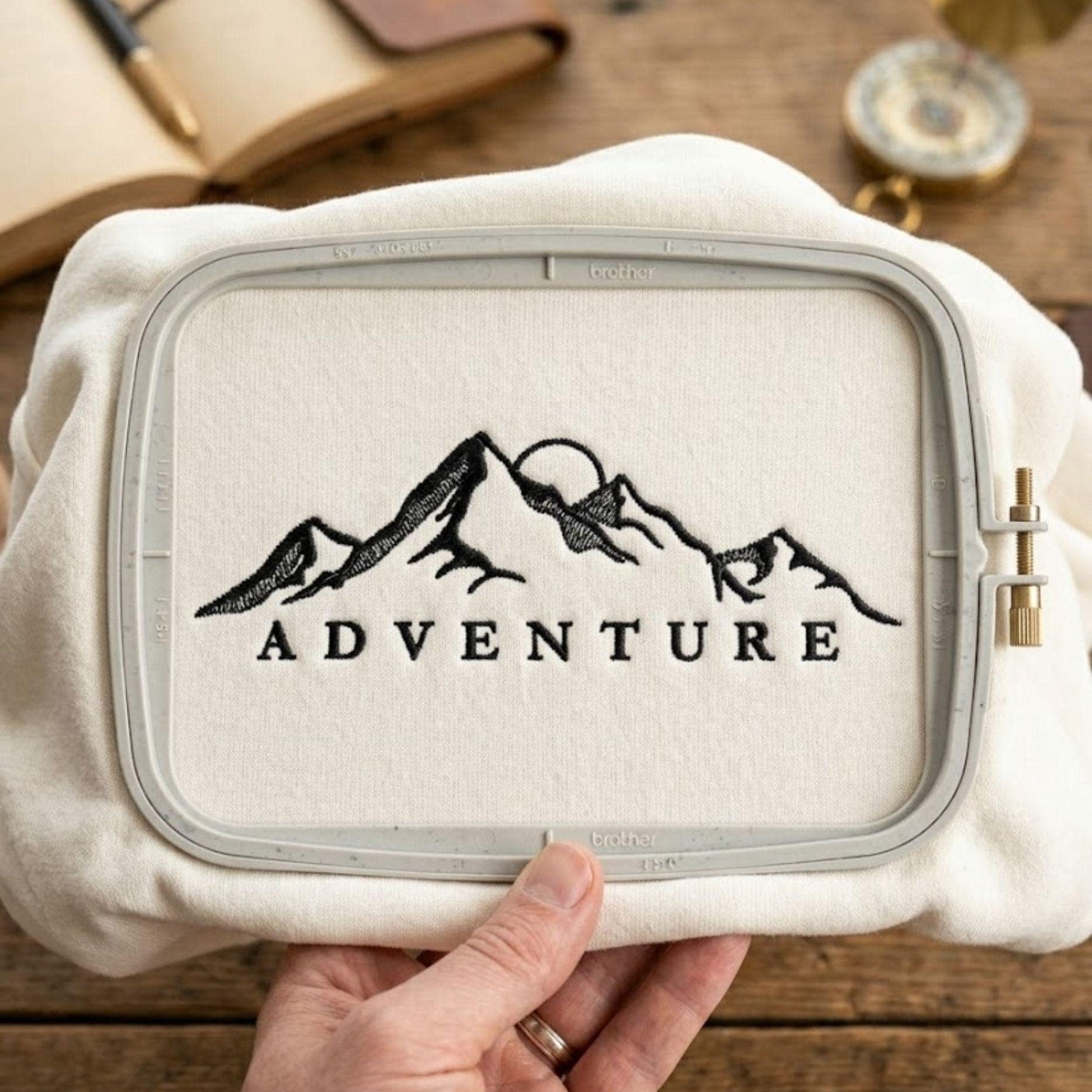 Adventure Mountain Embroidery Design, Outdoor Nature Machine Embroider