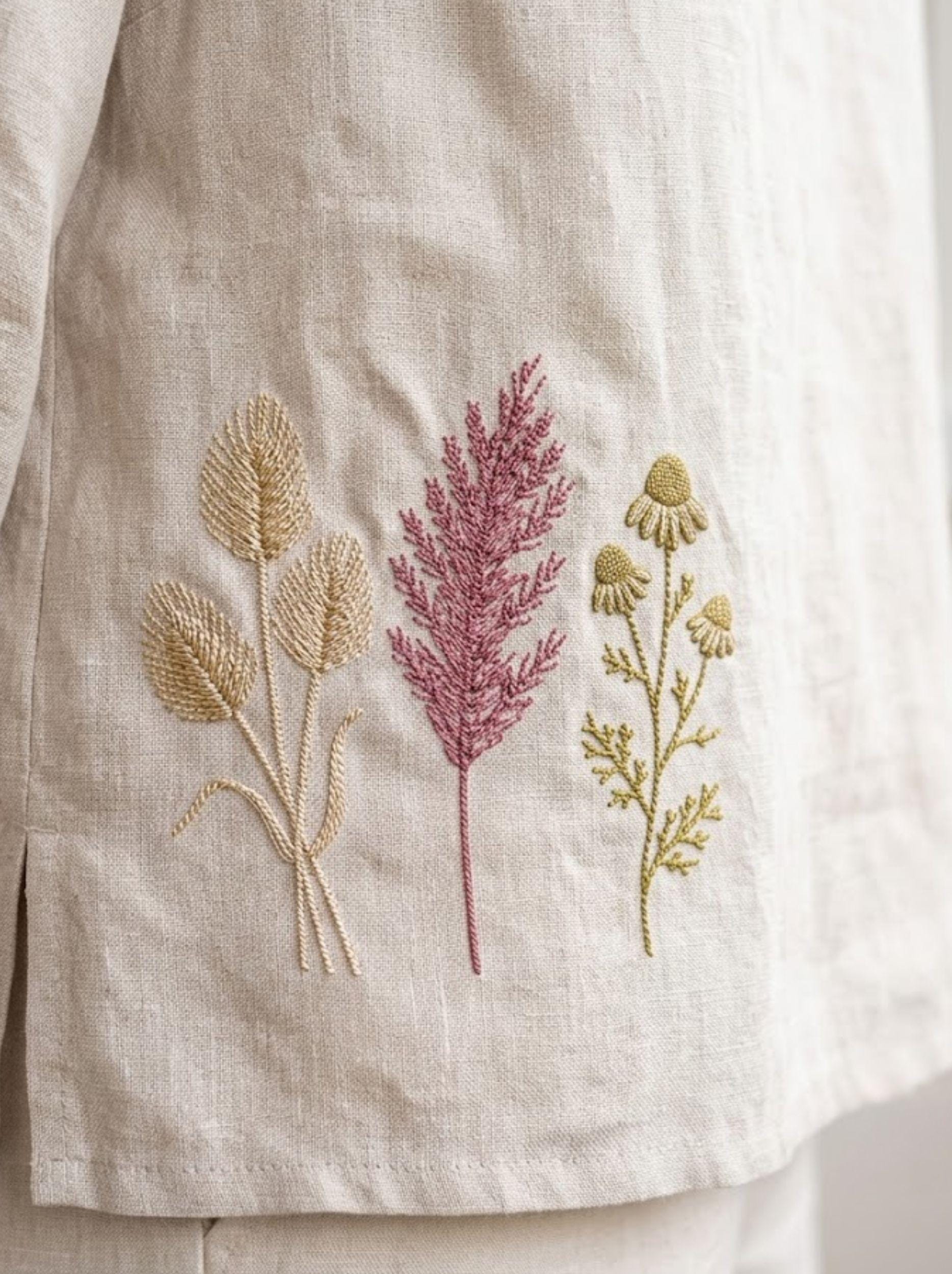 Delicate Meadow Grass & Wildflower Machine Embroidery Design