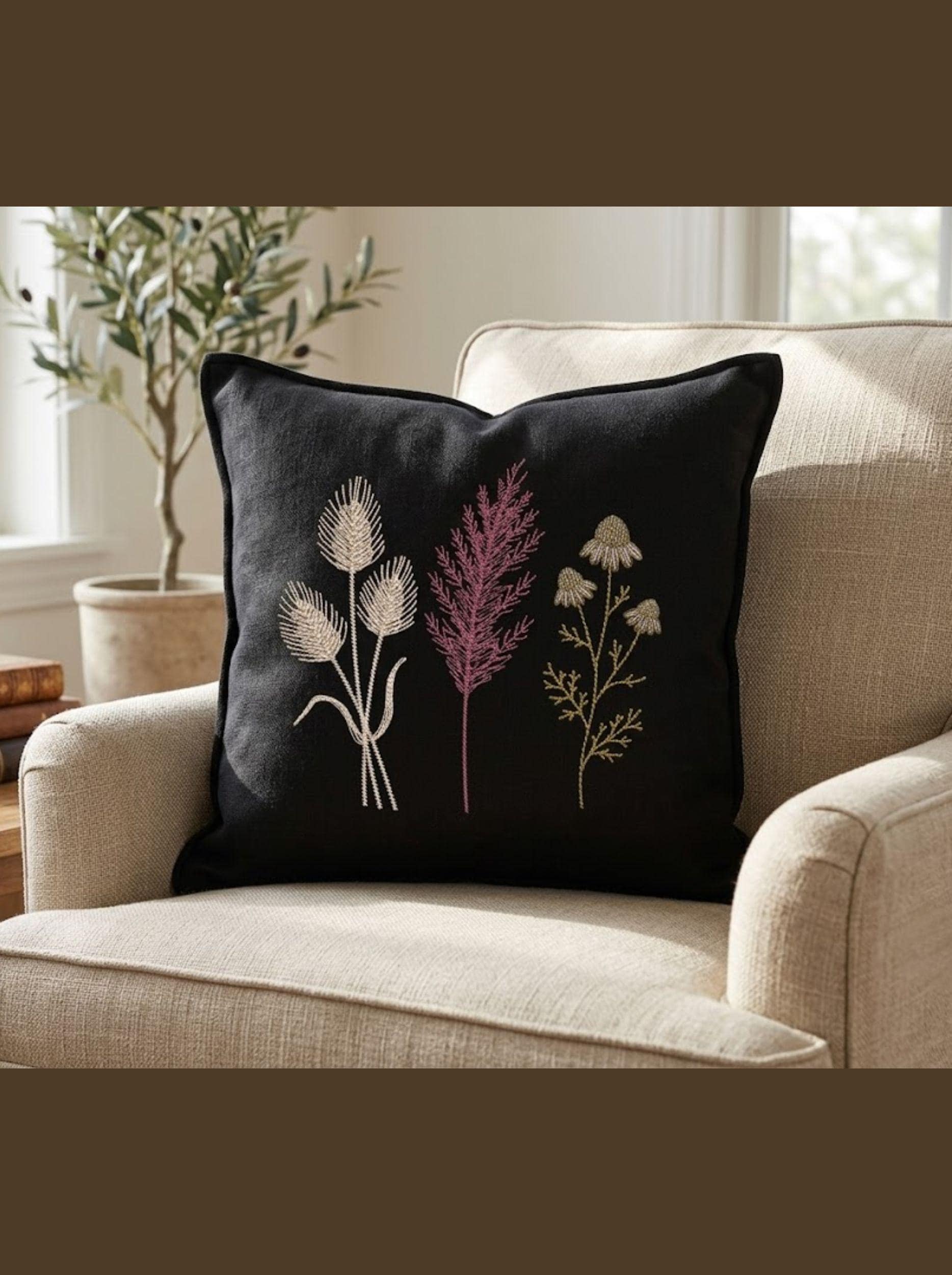 Delicate Meadow Grass & Wildflower Machine Embroidery Design