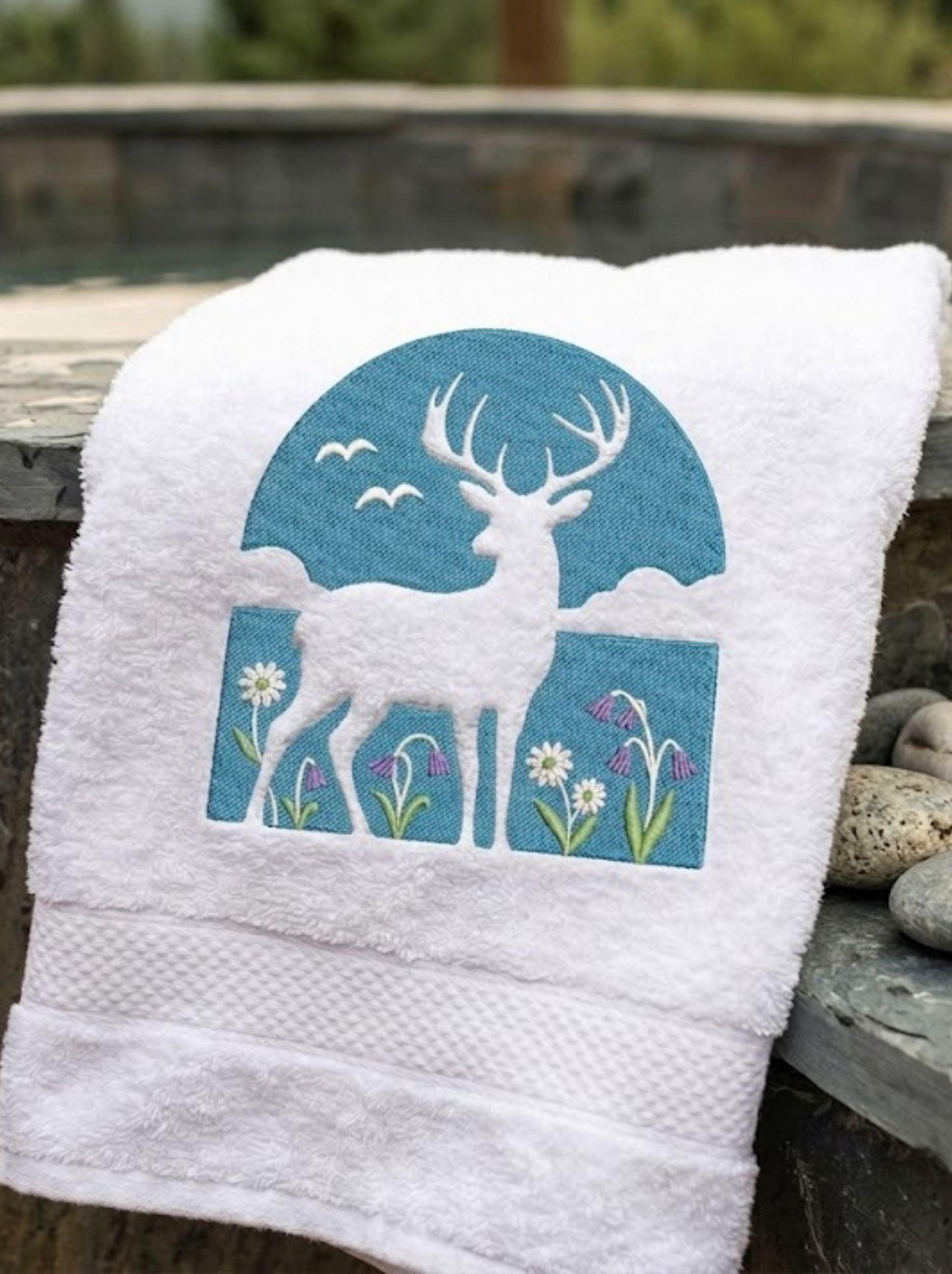 Embossed Embroidery Deer Silhouette Design