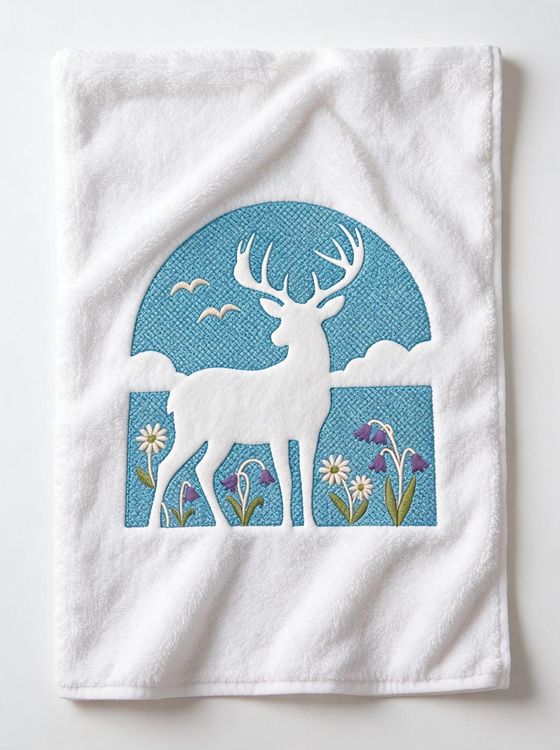 Embossed Embroidery Deer Silhouette Design