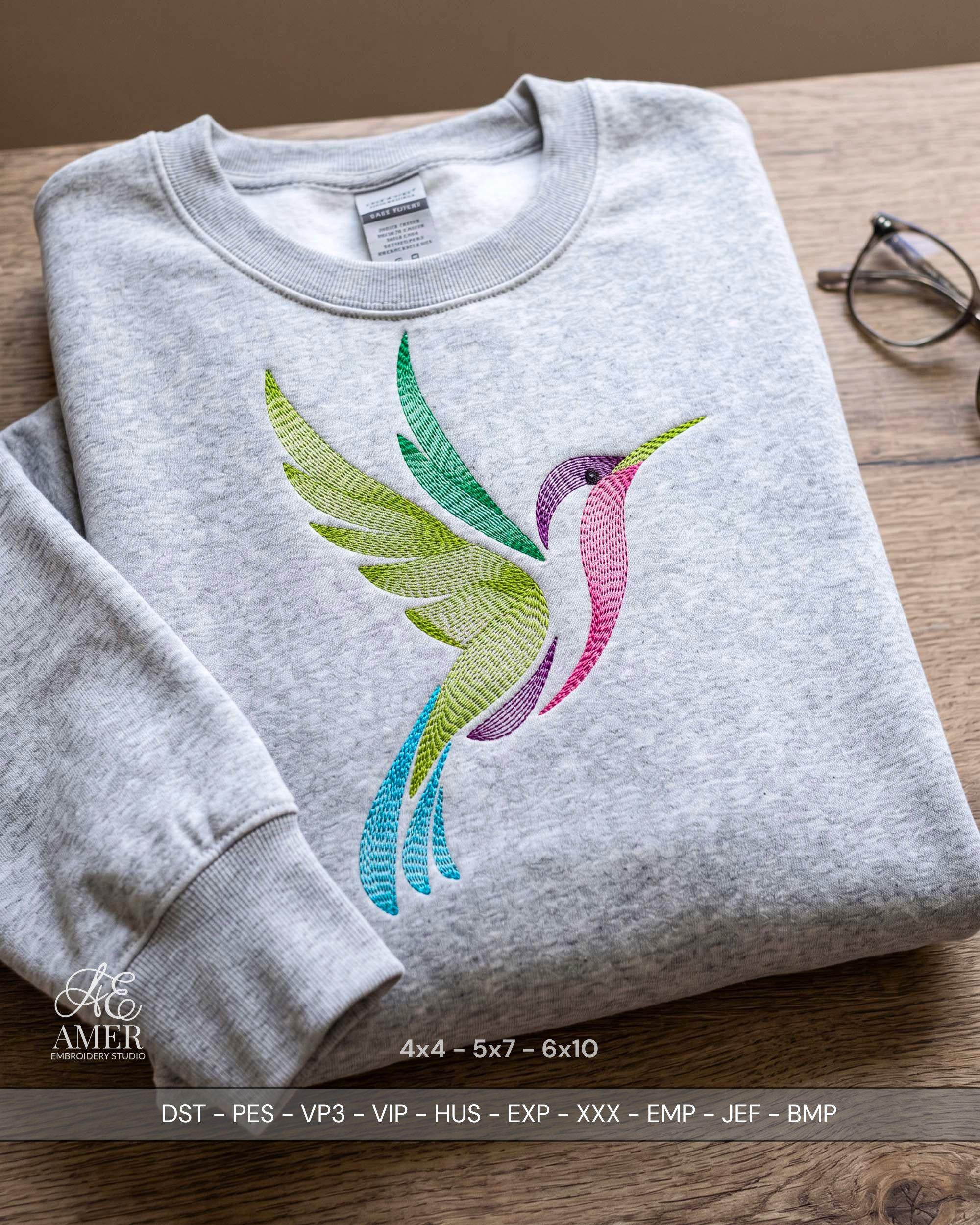 Flying Hummingbird Embroidery Design