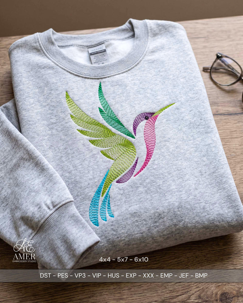 Flying Hummingbird Embroidery Design