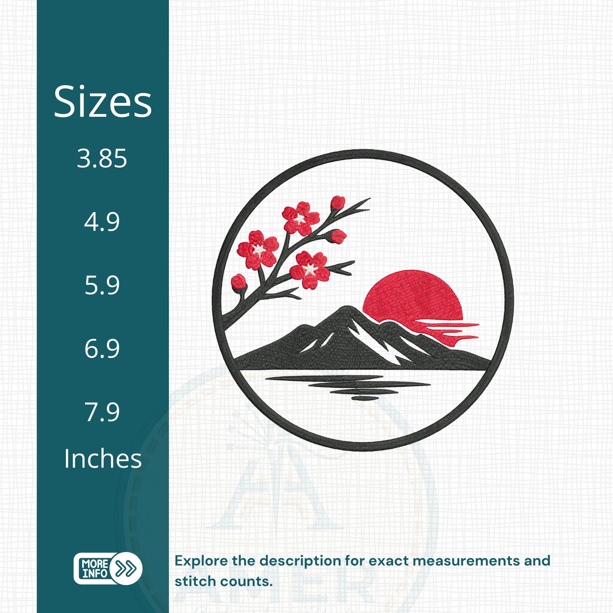 Japanese Landscape Cherry Blossom Machine Embroidery Desin mockup preview 8