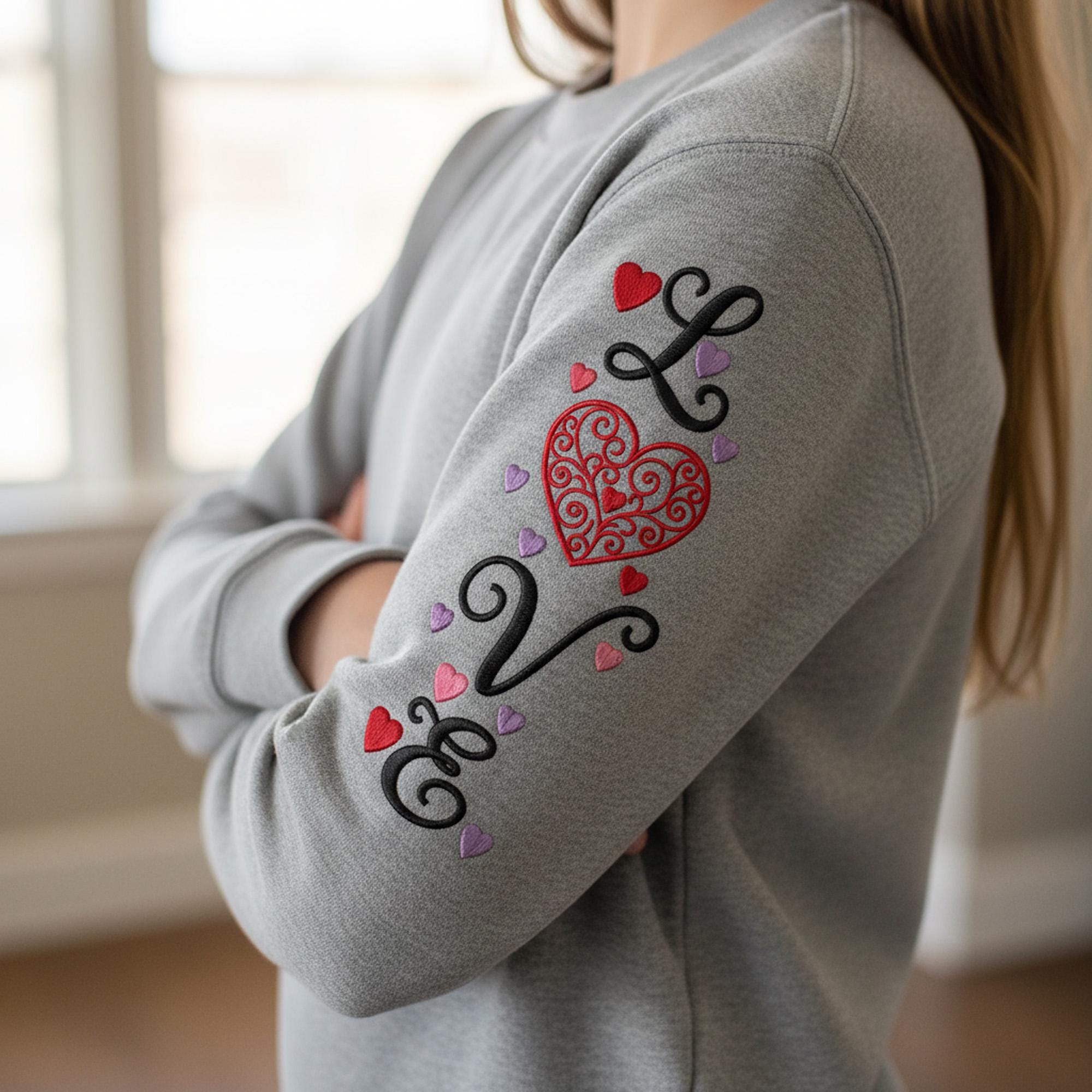 Love Word with Heart Swirls Valentine Machine Embroidery Desin mockup preview 3