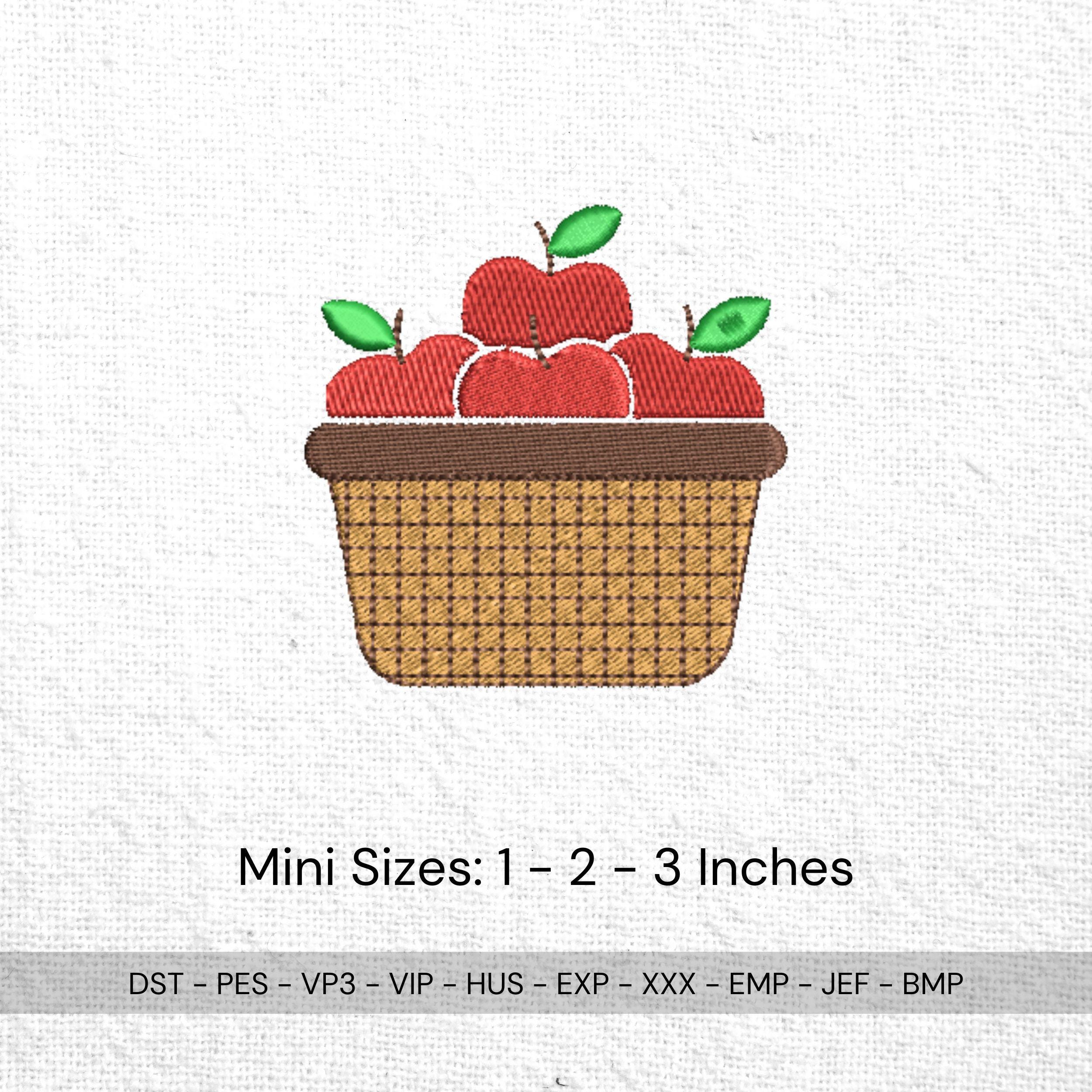 size chart for Mini Apple Basket Machine Embroidery Design