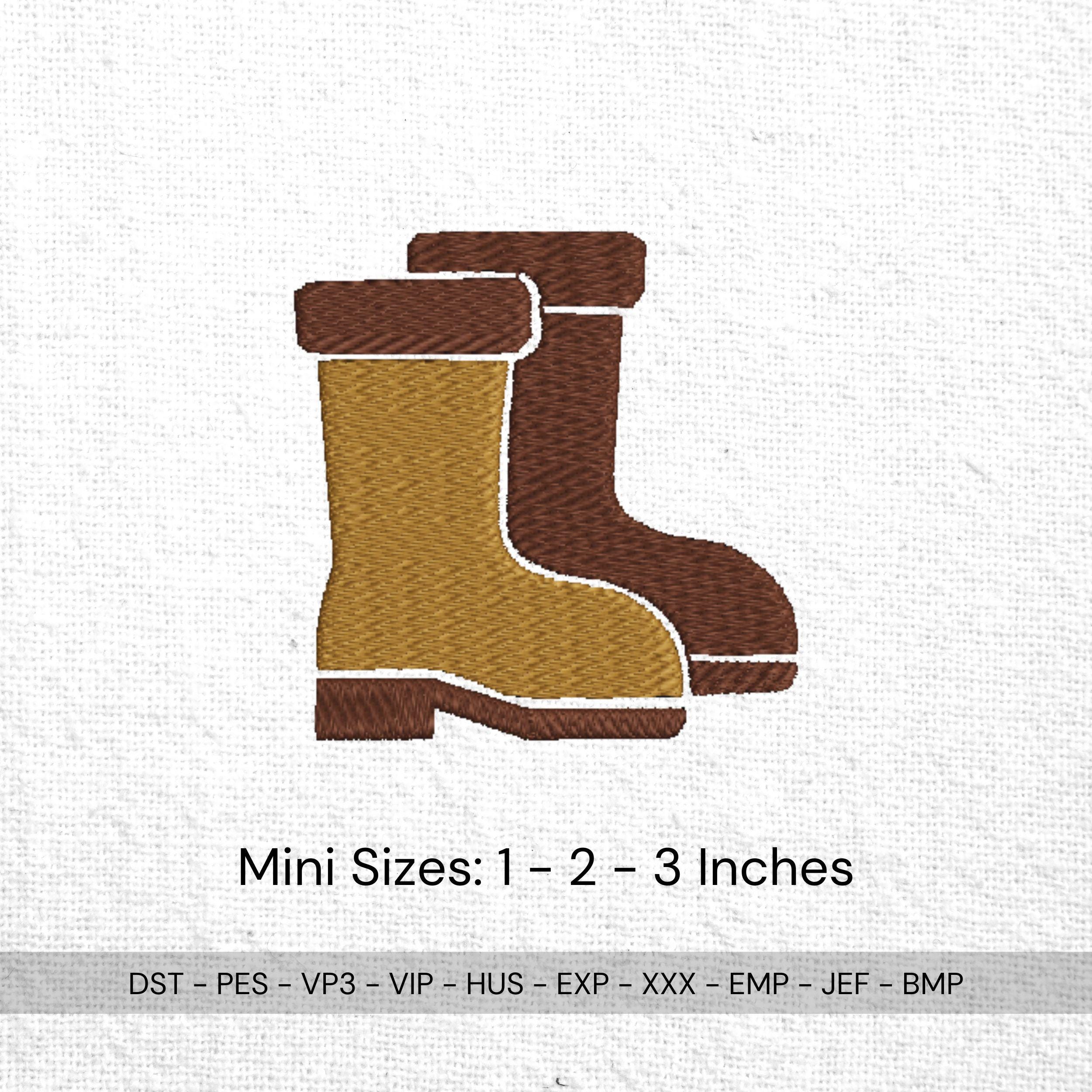 size chart for Mini Rain Boots Machine Embroidery Design