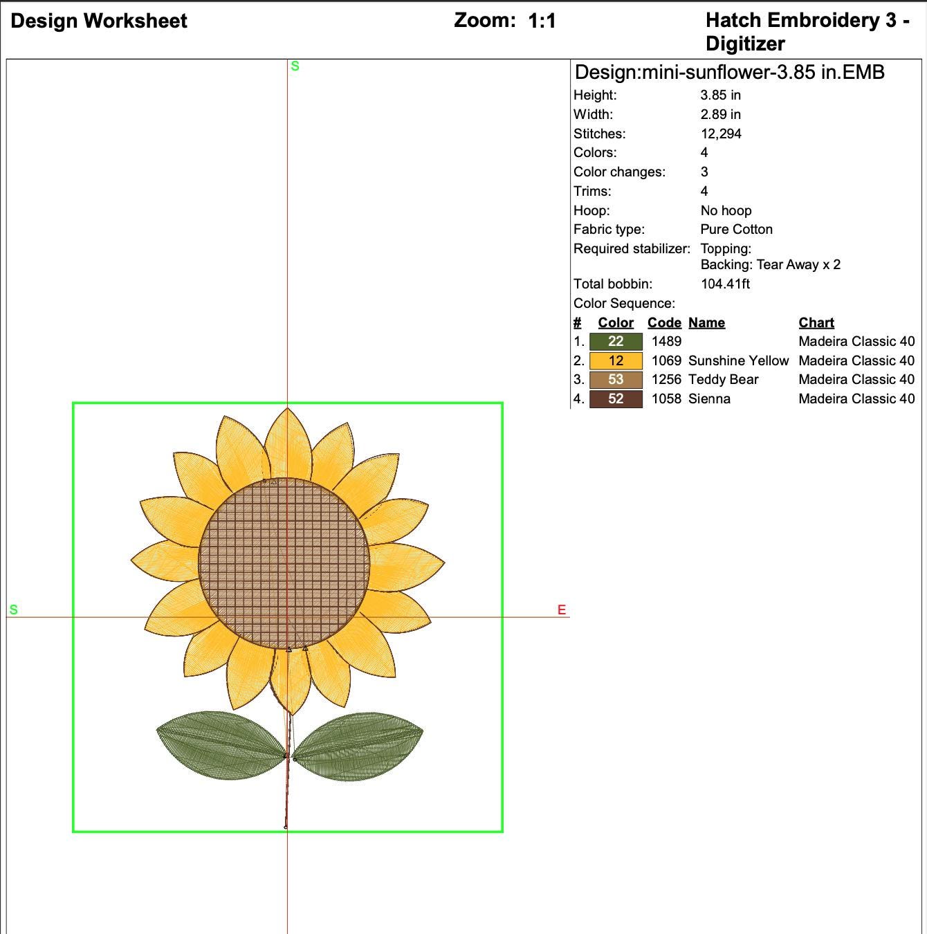 Mini Sunflower Machine Embroidery Design mockup preview 9