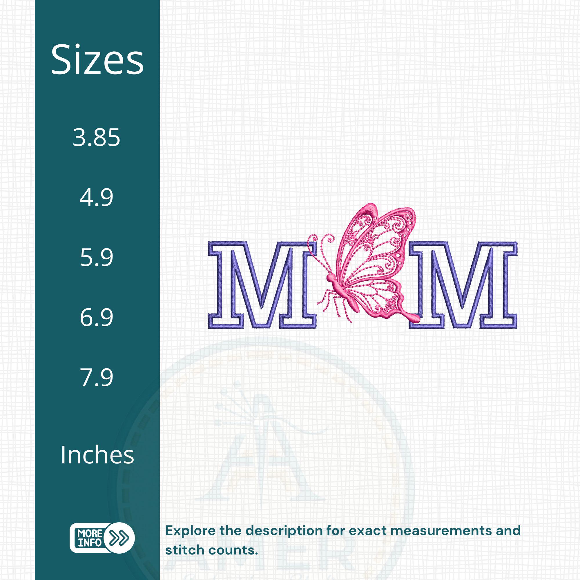 Mom Butterfly Monogram Machine Embroidery Design mockup preview 2