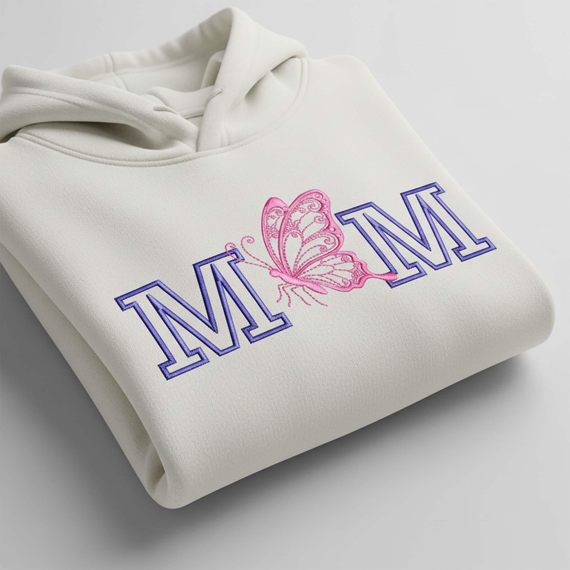 Mom Butterfly Monogram Machine Embroidery Design mockup preview 3