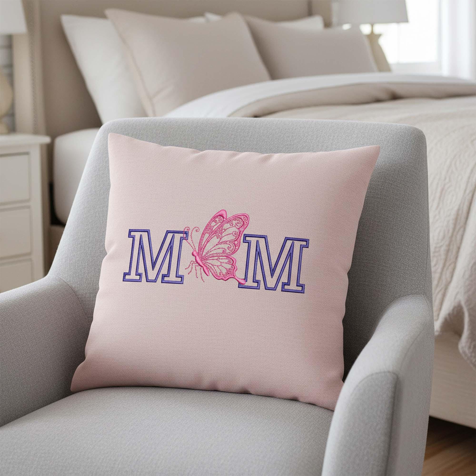 Mom Butterfly Monogram Machine Embroidery Design mockup preview 7