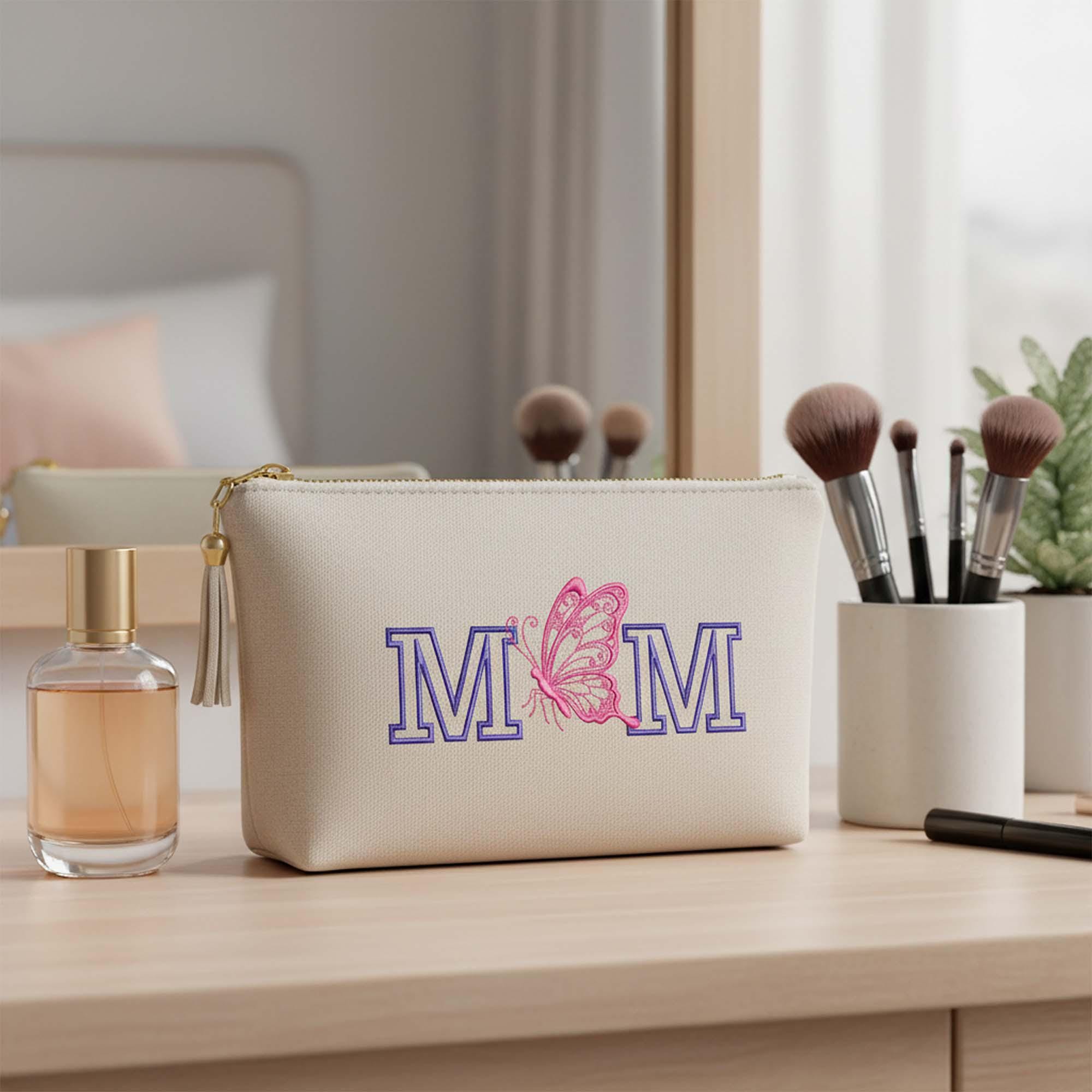 Mom Butterfly Monogram Machine Embroidery Design mockup preview 8