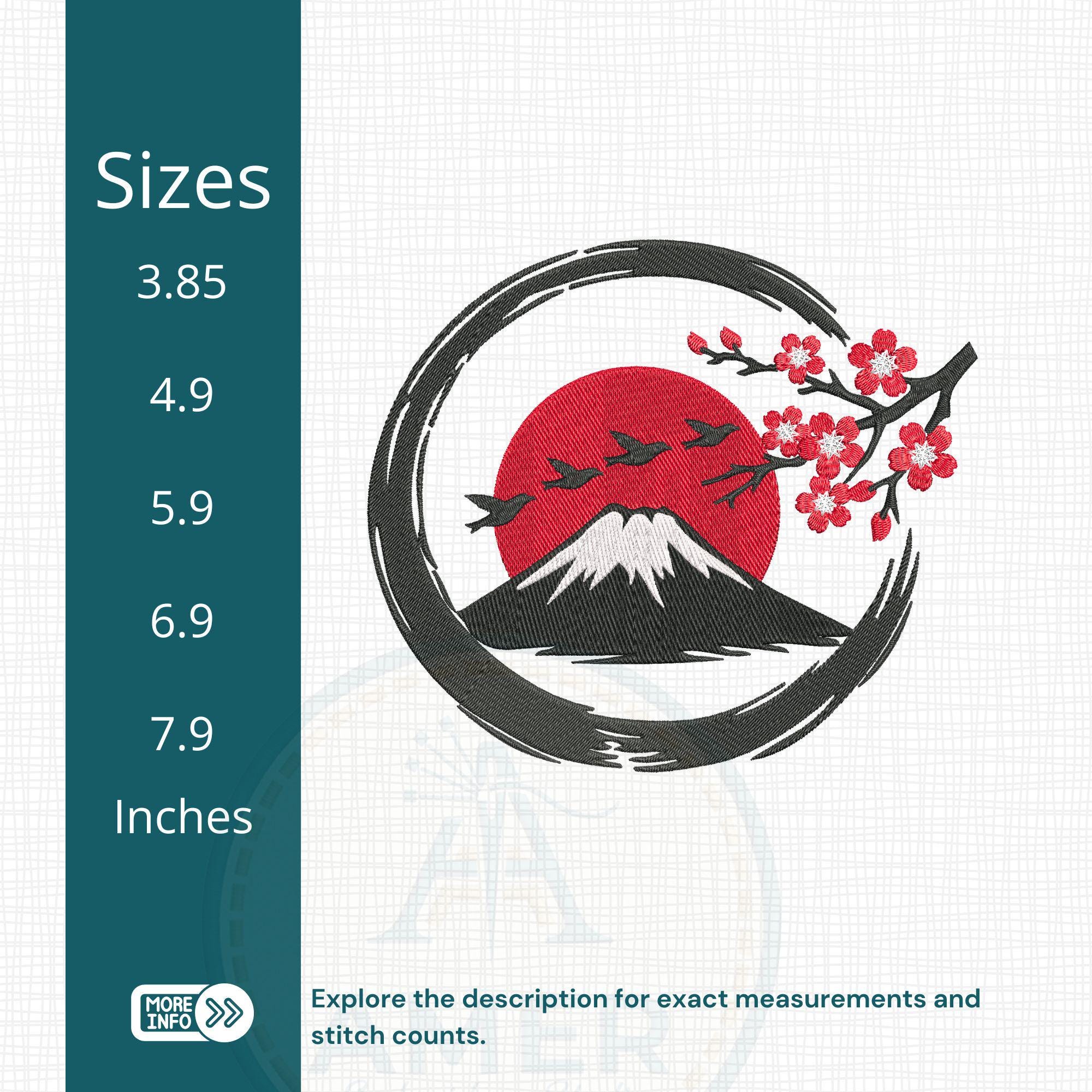 Mount Fuji Cherry Blossom Machine Embroidery Desin mockup preview 8
