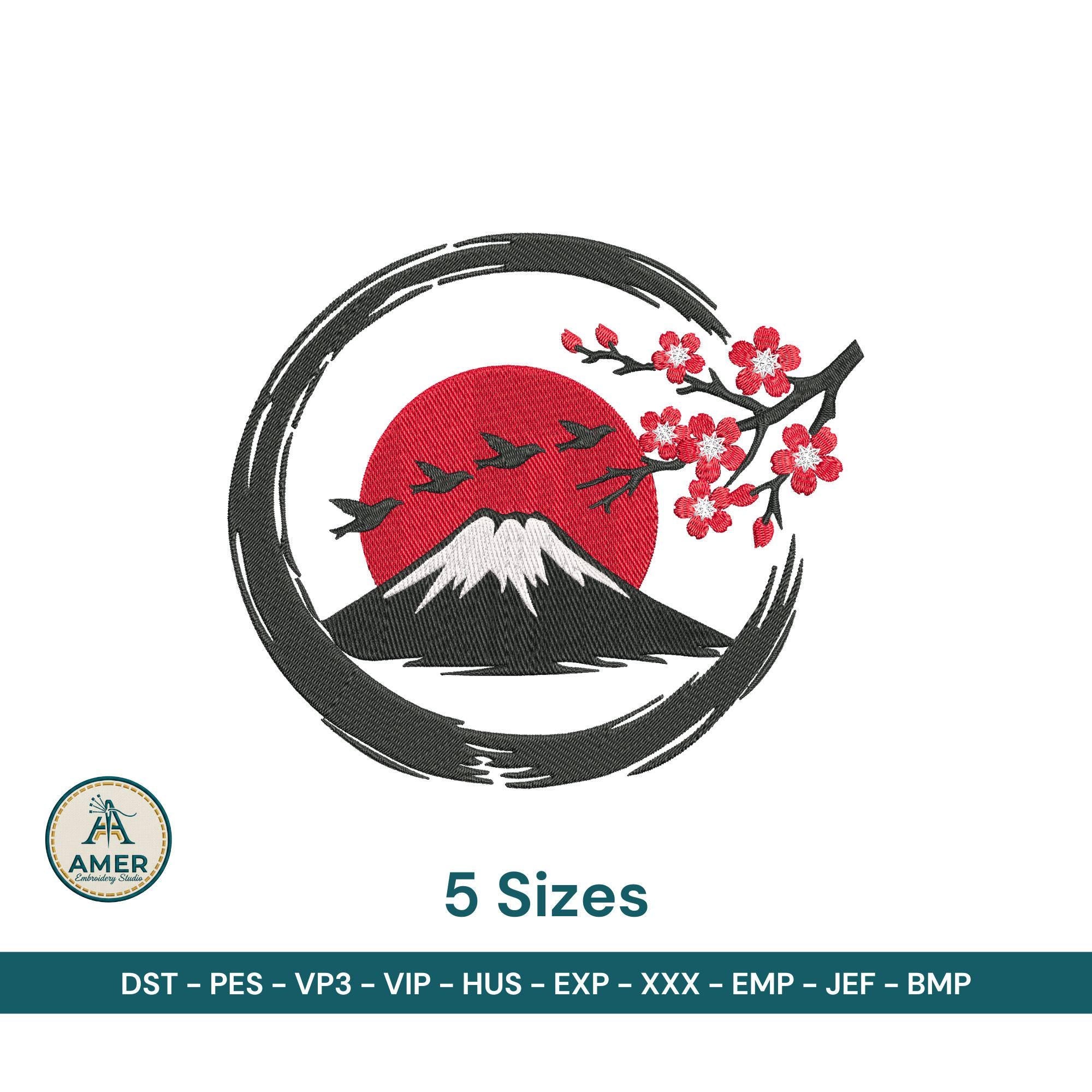 size chart for Mount Fuji Cherry Blossom Machine Embroidery Desin