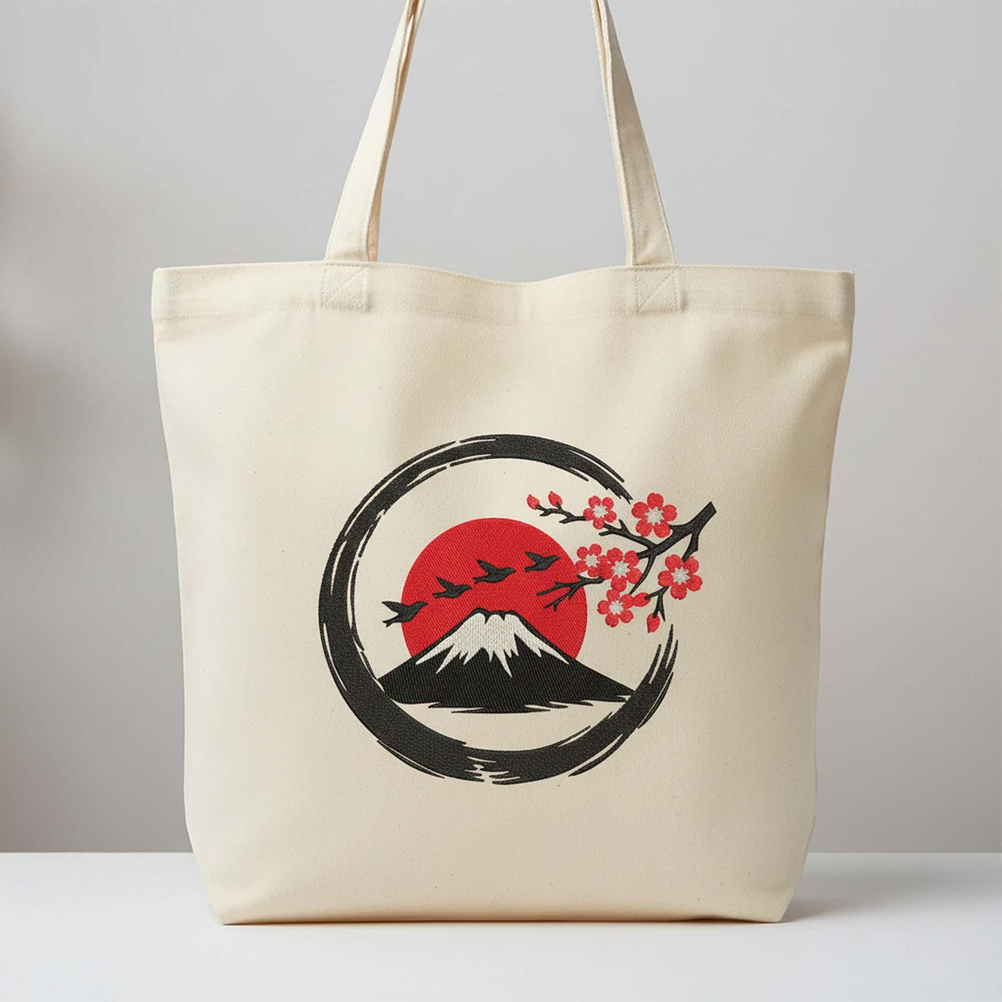 Mount Fuji Cherry Blossom Machine Embroidery Desin worksheet