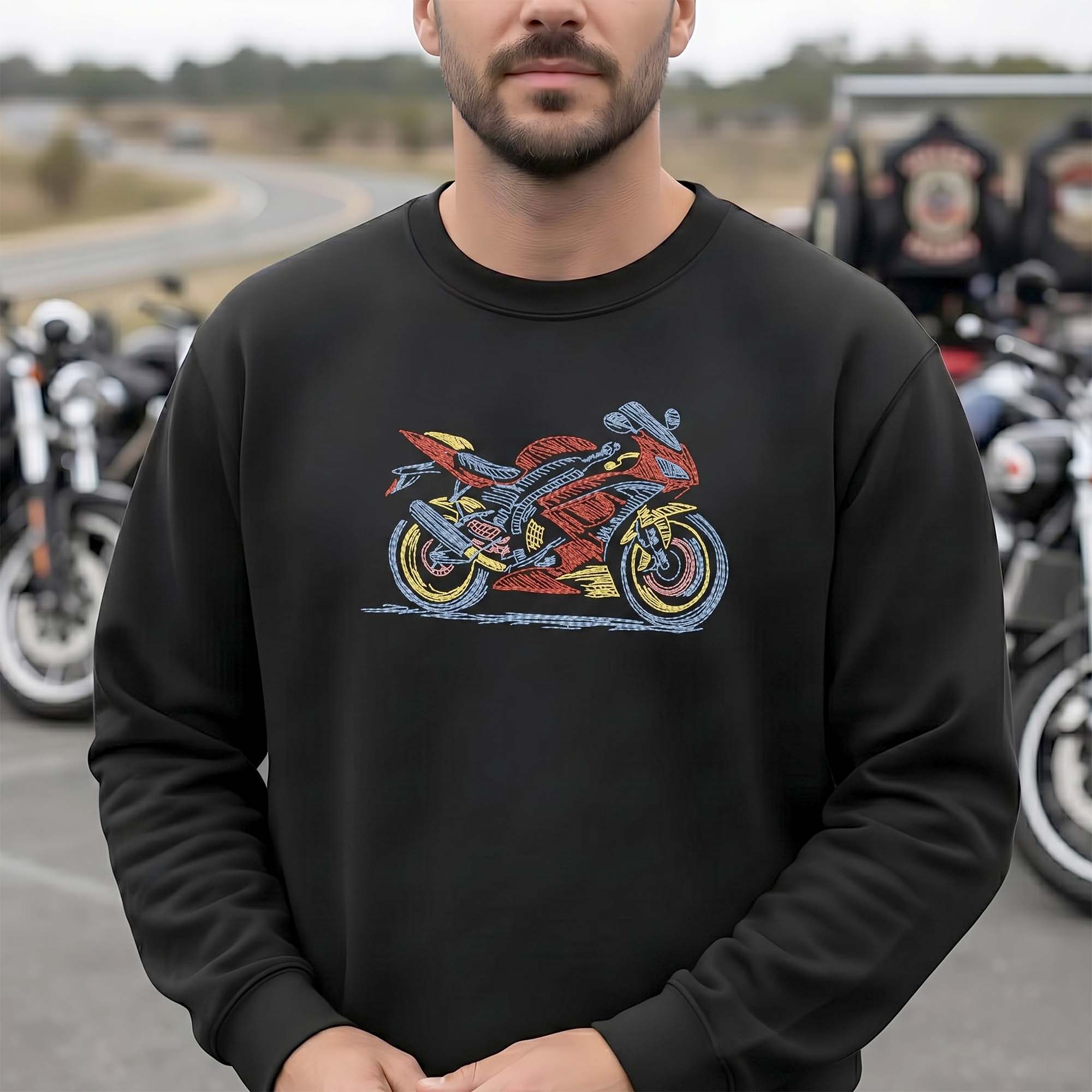 Motorrad-Stickdatei mit Neoneffekt