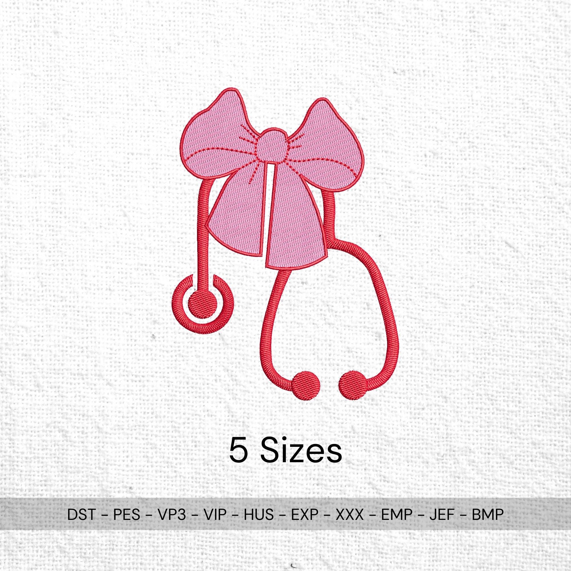 Nurse Stethoscope Bow Machine Embroidery Design mockup preview 2