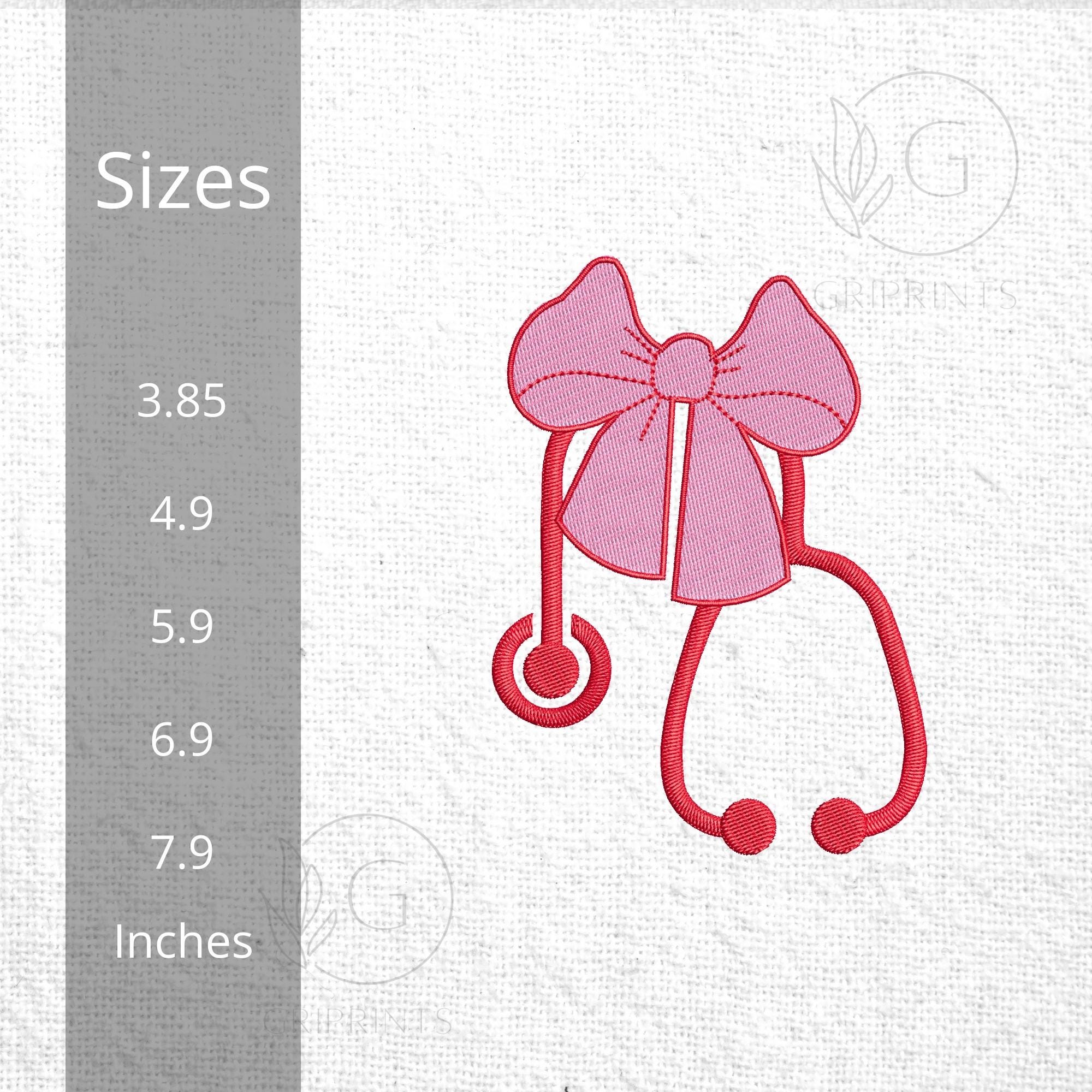 Nurse Stethoscope Bow Machine Embroidery Design mockup preview 3