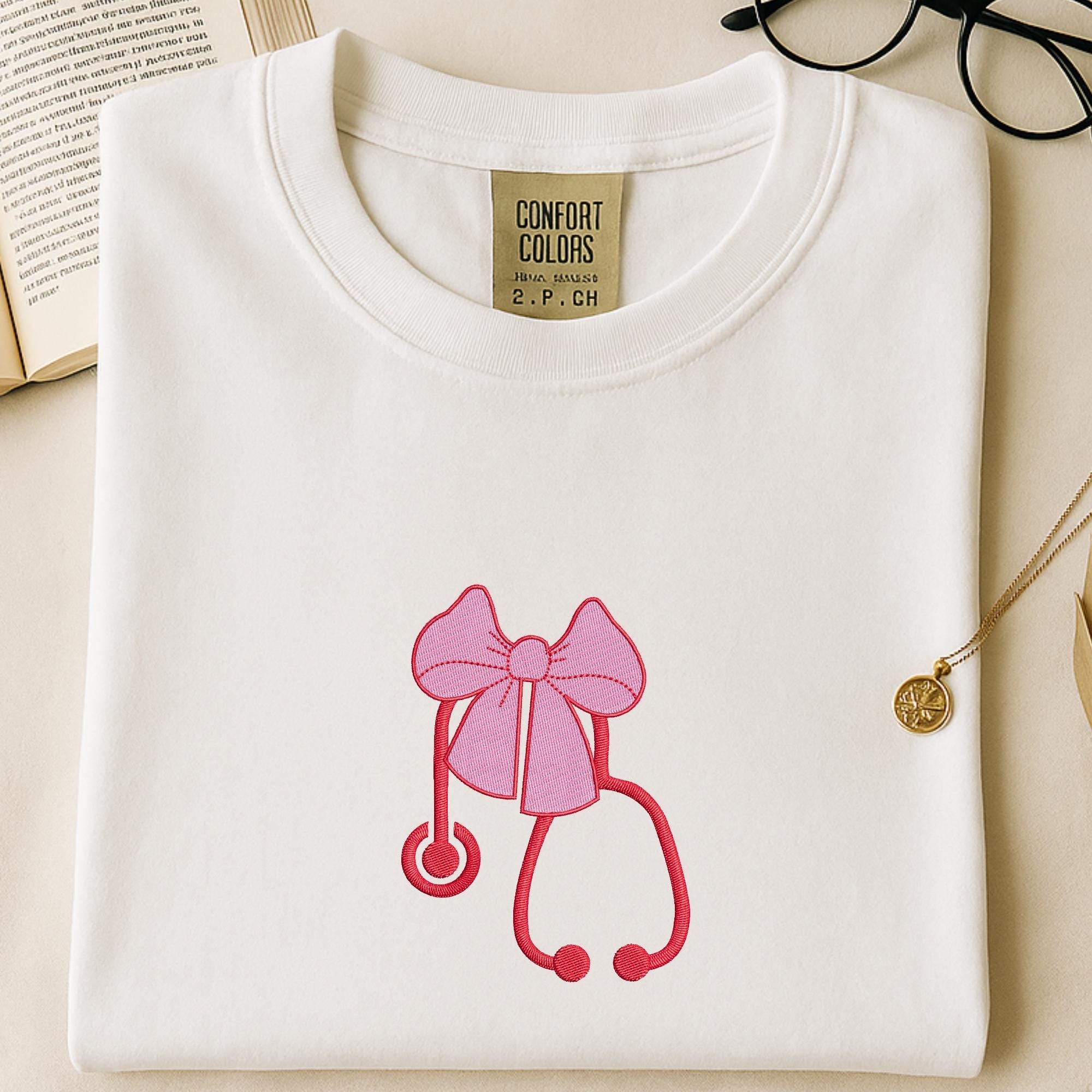 size chart for Nurse Stethoscope Bow Machine Embroidery Design