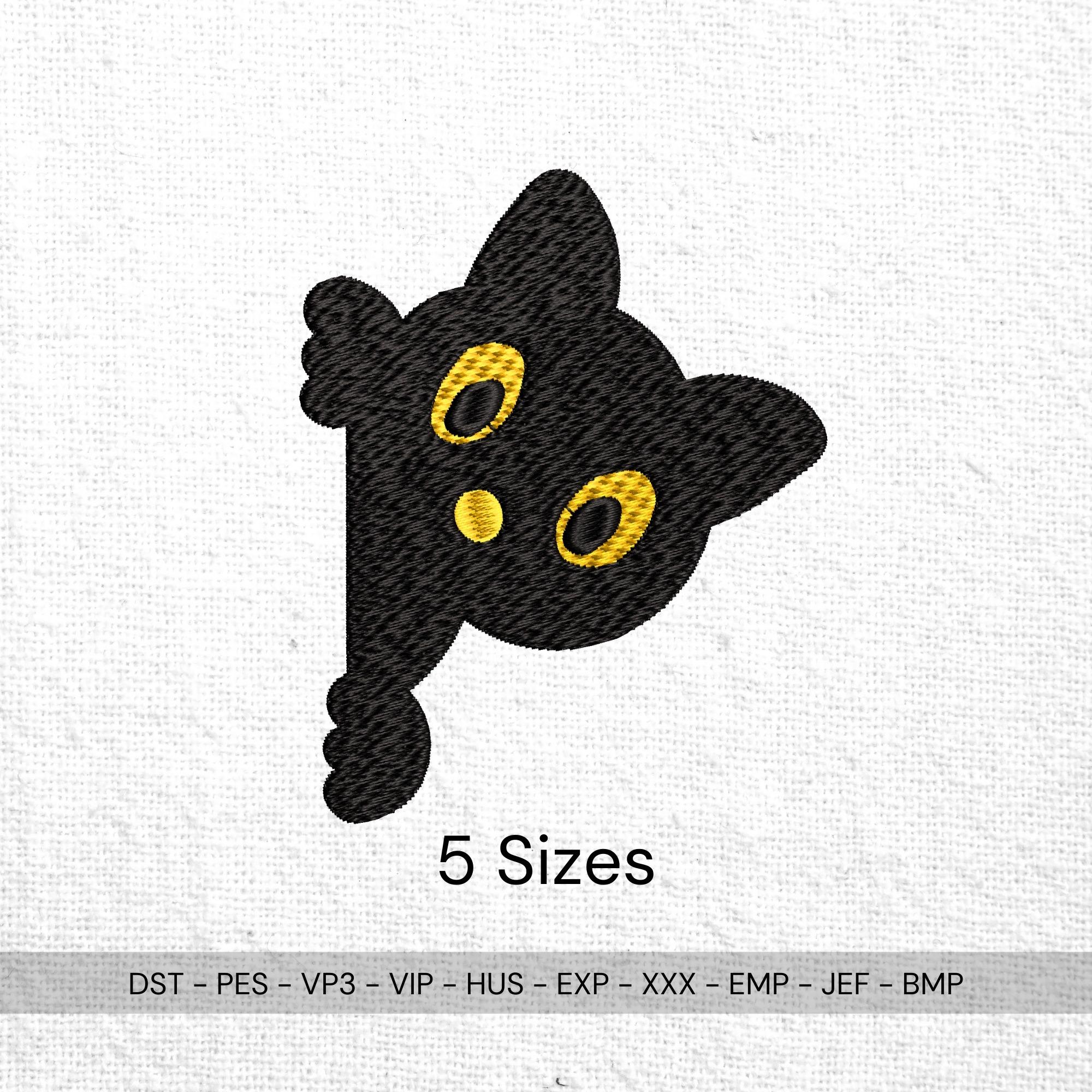 size chart for Peeking Black Cat Embroidery Design