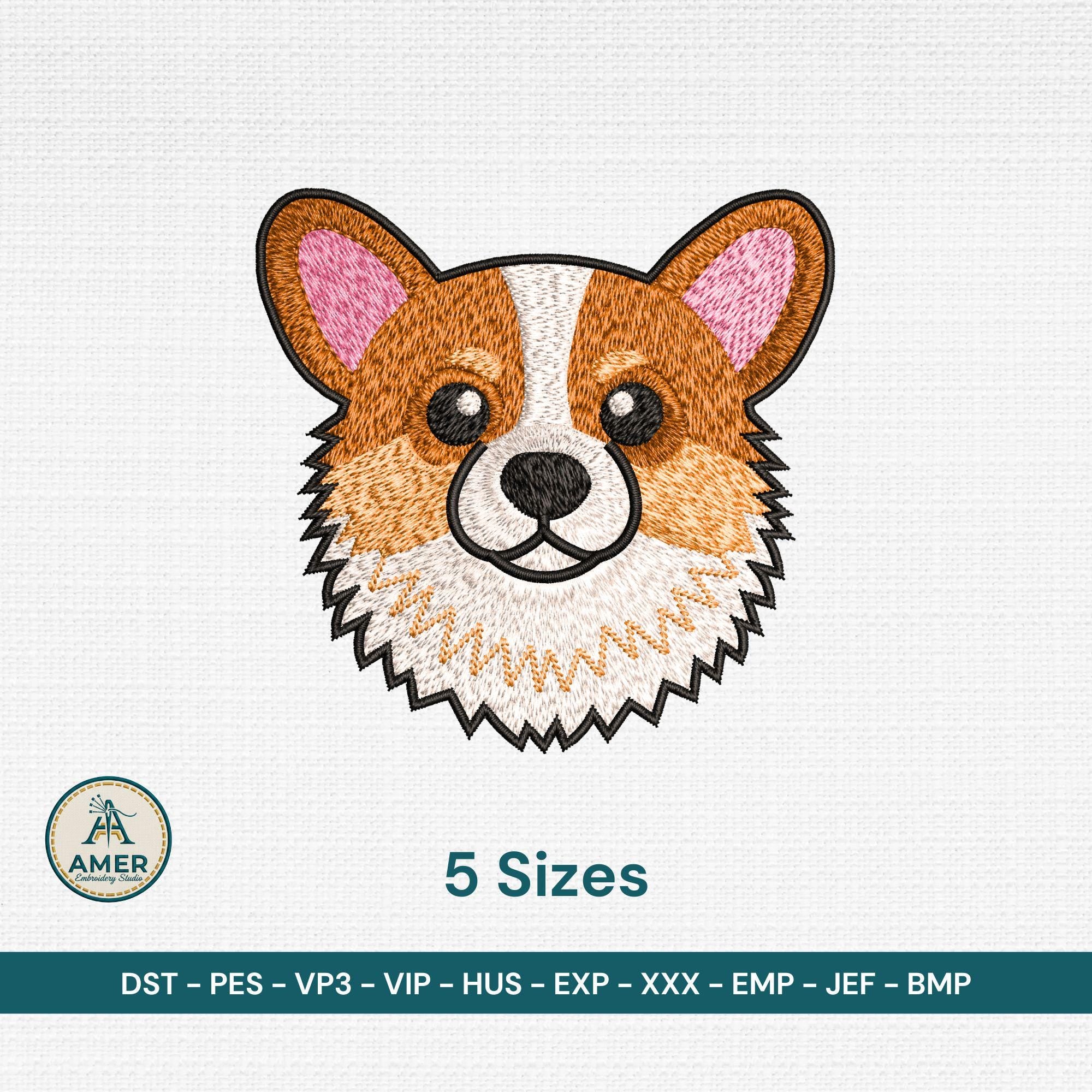 size chart for Pembroke Welsh Corgi Machine Embroidery Design