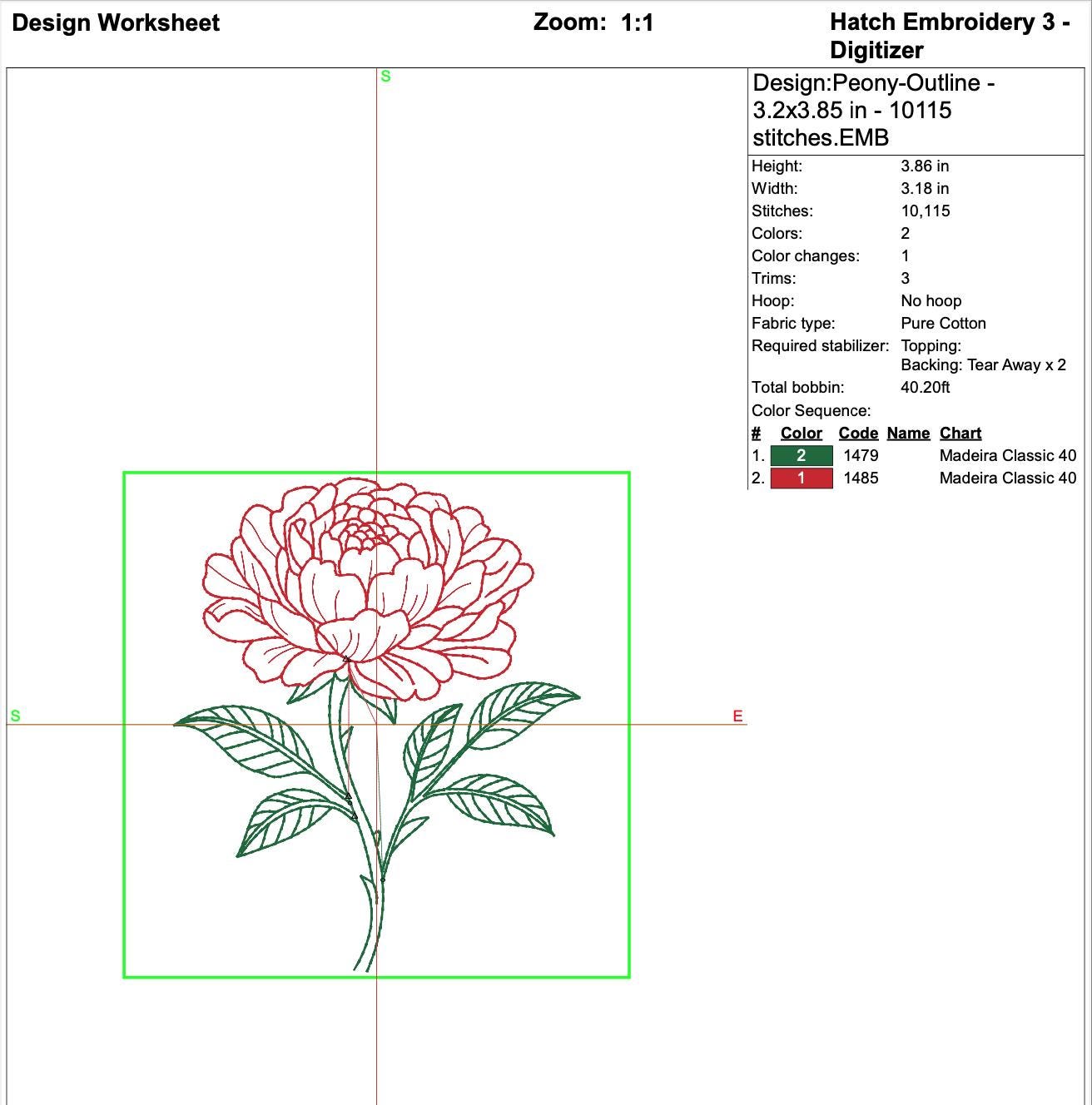 Peony Outline Machine Embroidery Design mockup preview 8