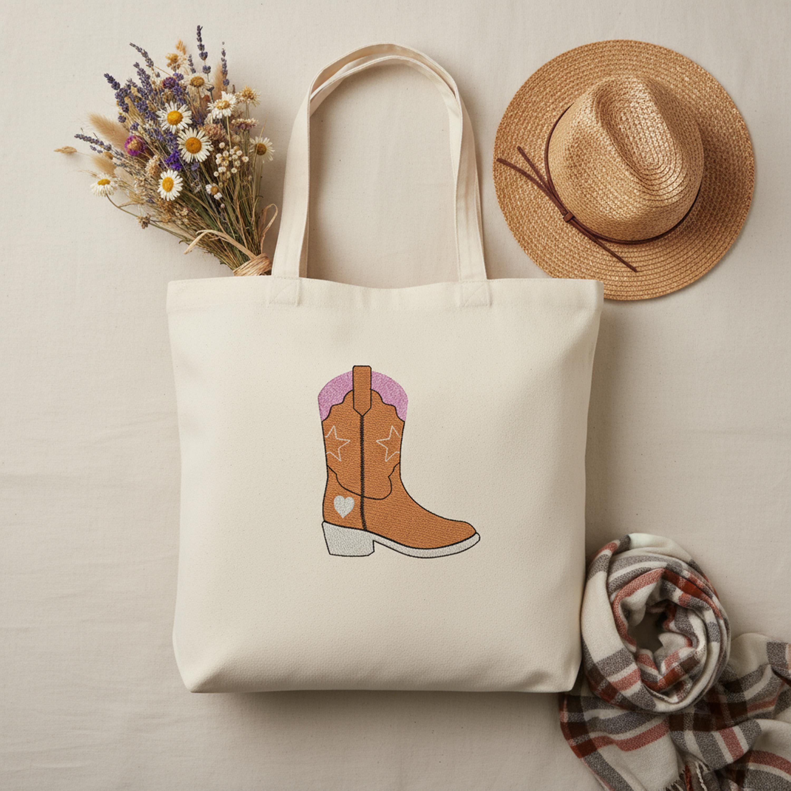 Pink Cowgirl Boot Machine Embroidery Design main preview