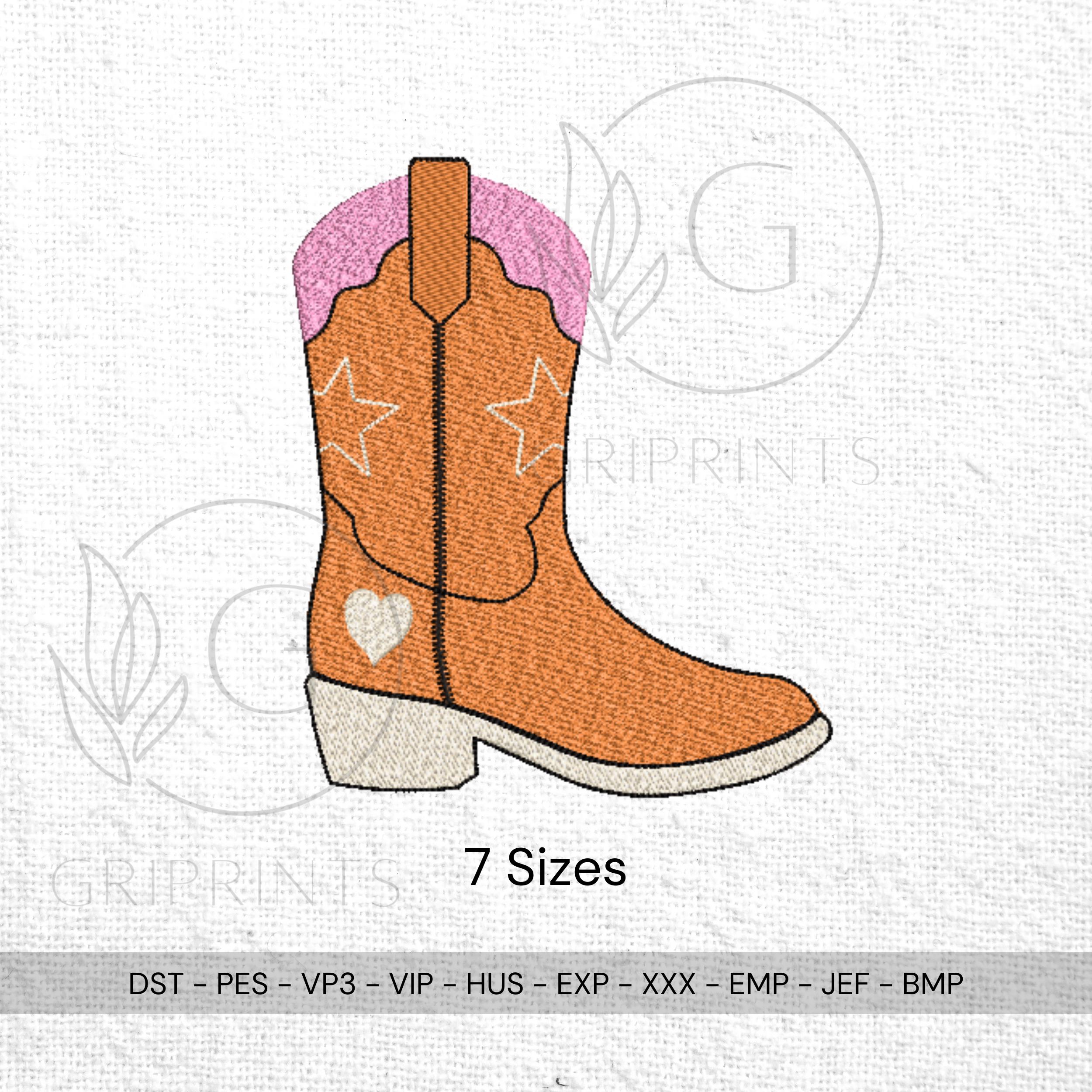 Pink Cowgirl Boot Machine Embroidery Design mockup preview 2