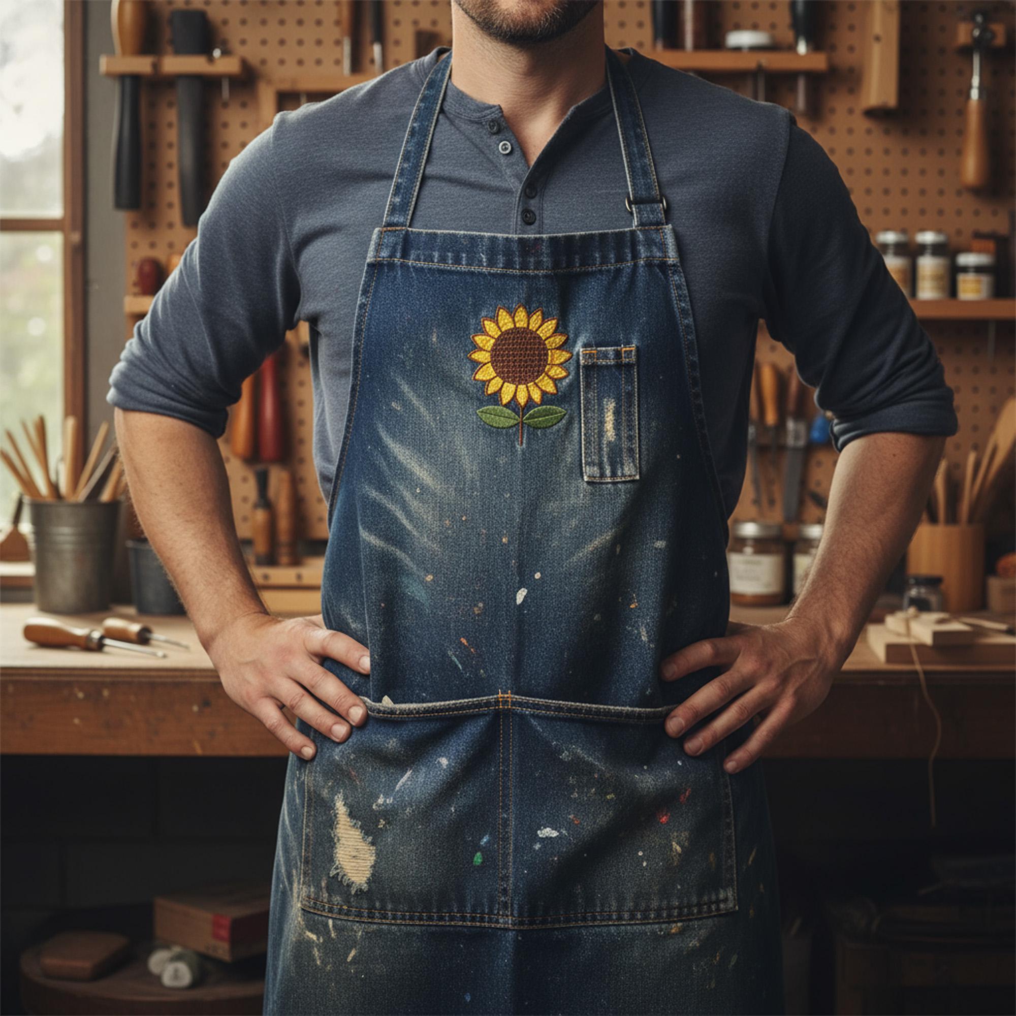 close-up preview of Realistic Sunflower Machine Embroidery Design