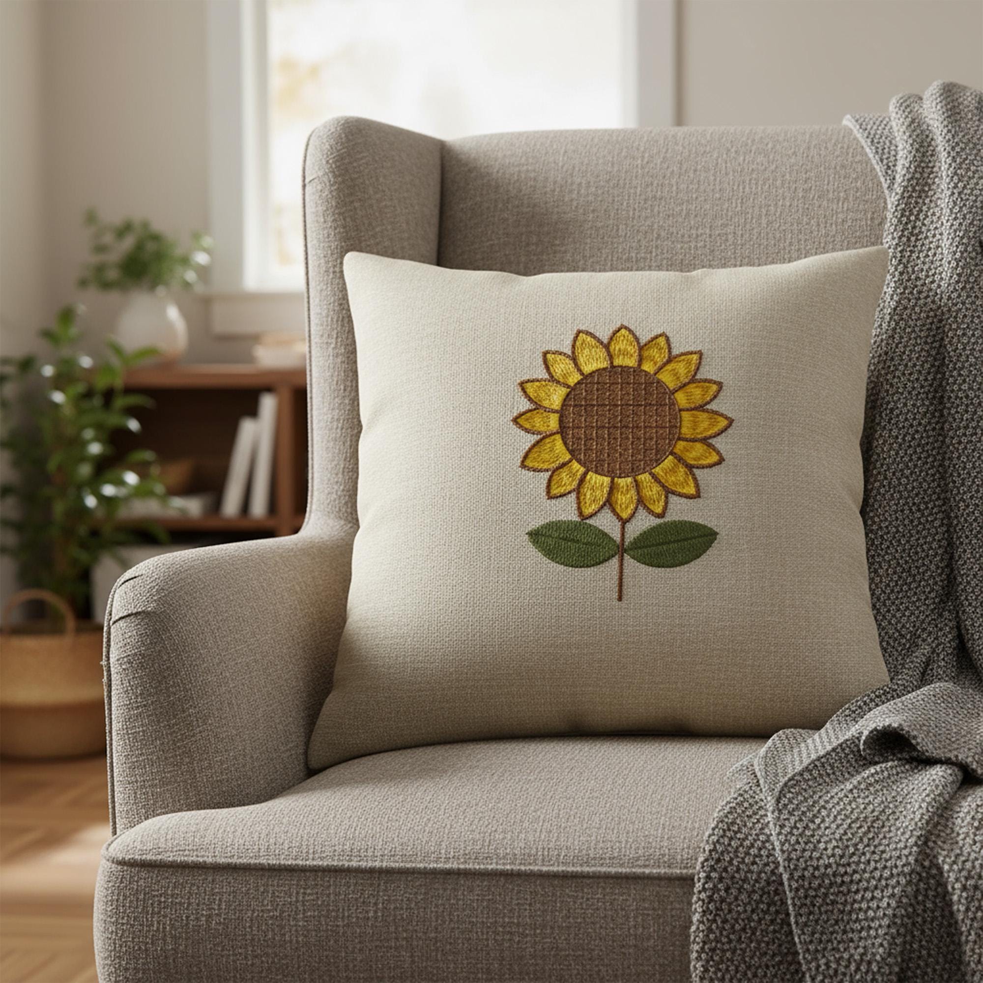 Realistic Sunflower Machine Embroidery Design mockup preview 3