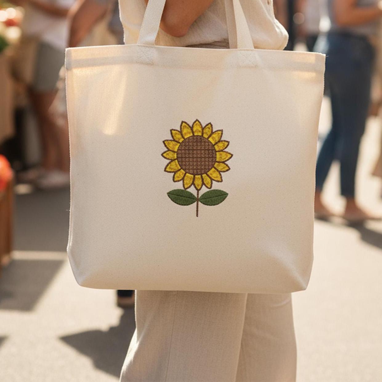 Realistic Sunflower Machine Embroidery Design mockup preview 7