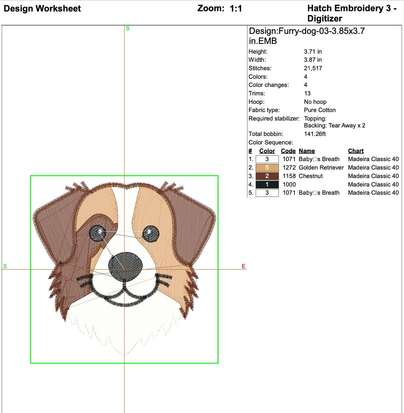close-up preview of Red Tri Australian Shepherd Machine Embroidery Desin