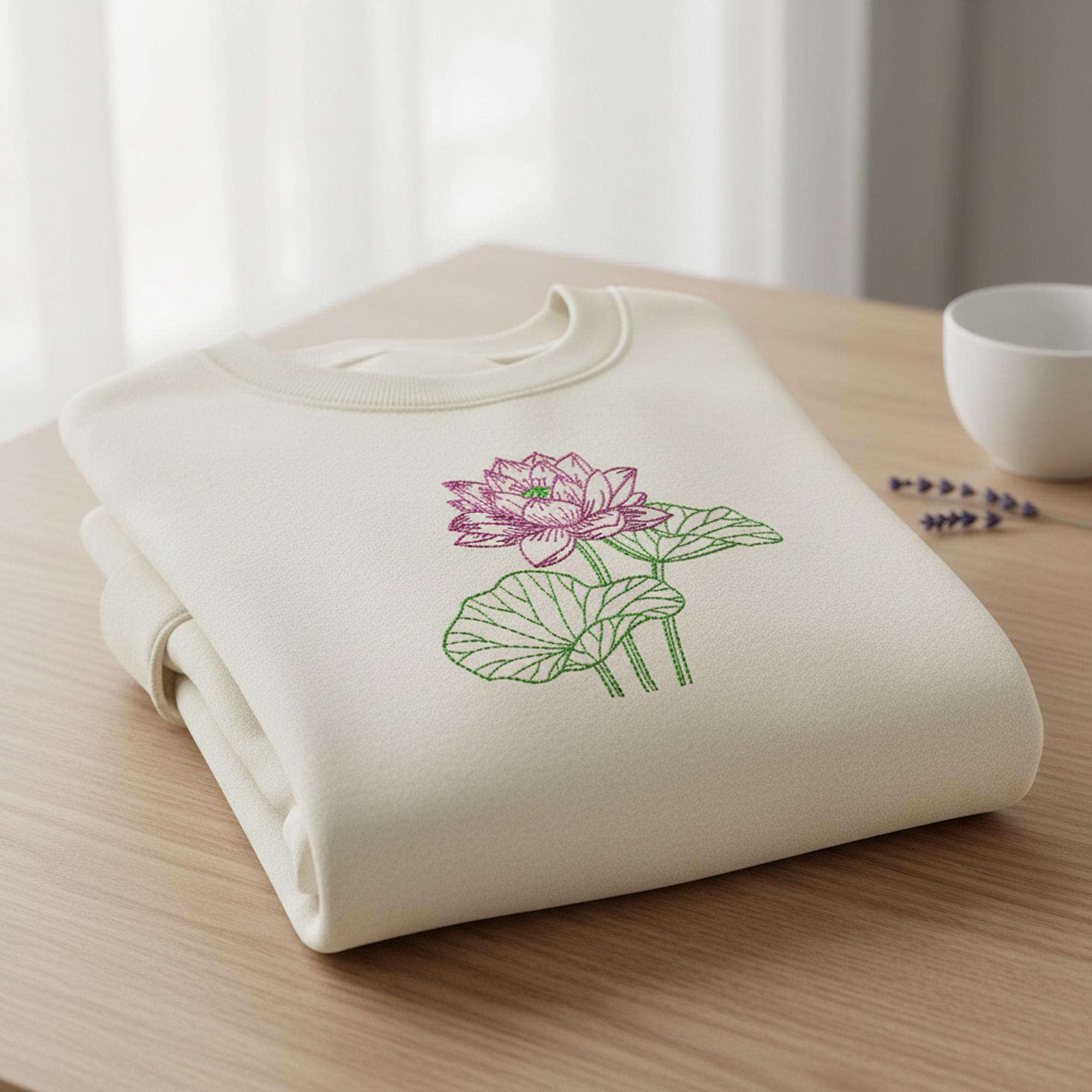Serene Lotus Flower Machine Embroidery Design mockup preview 3