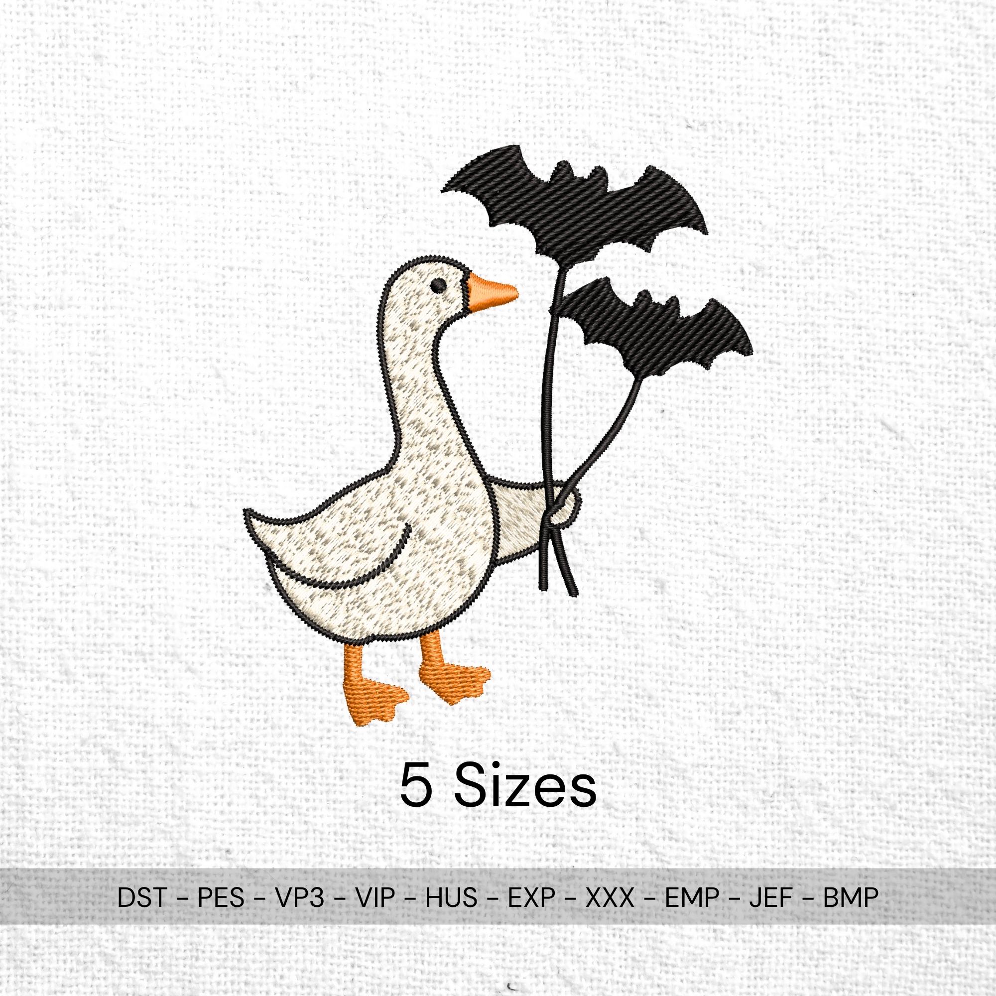 size chart for Silly Goose Bat Halloween Embroidery